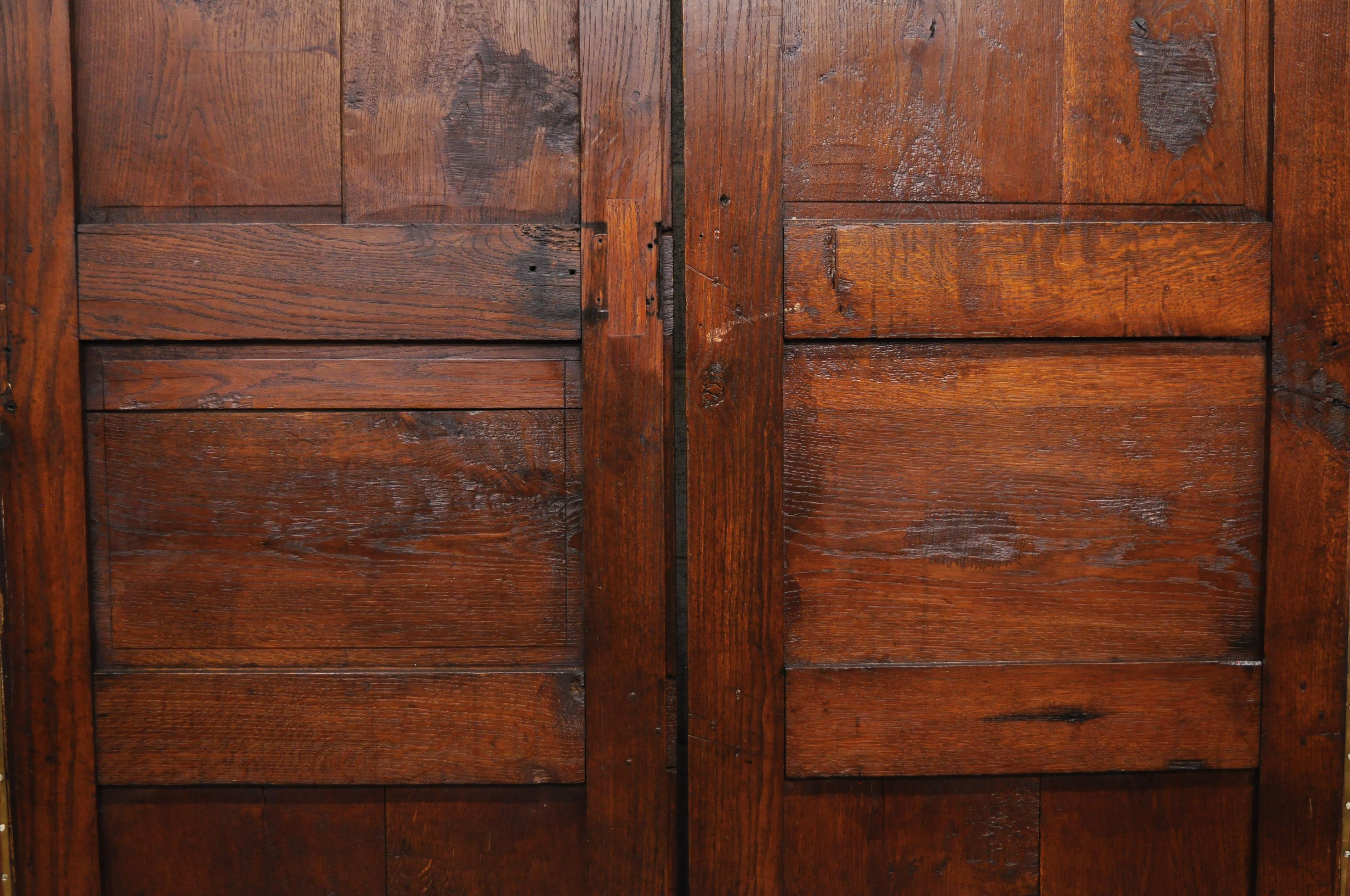 Pair of French Louis XVI Oak Interior Double Doors with Bronze Rococo Door Knobs 7
