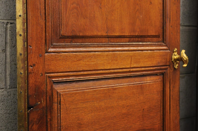 Pair of French Louis XVI Oak Interior Double Doors with Bronze Rococo ...