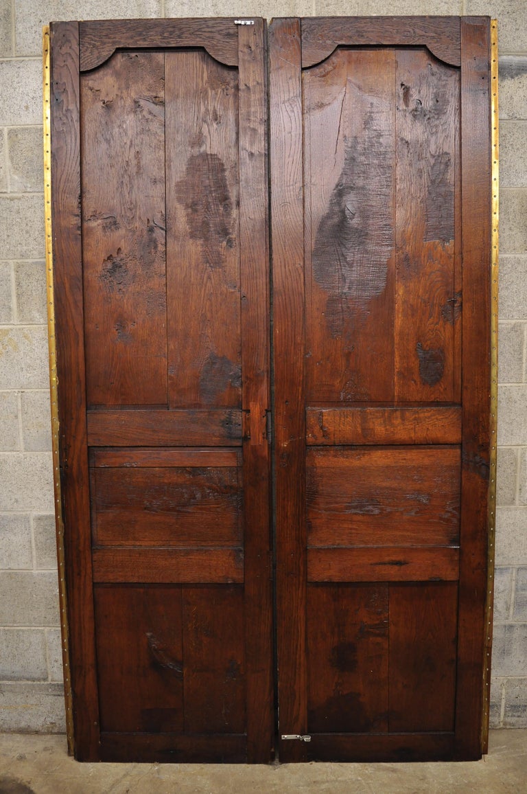 Pair of French Louis XVI Oak Interior Double Doors with Bronze Rococo ...