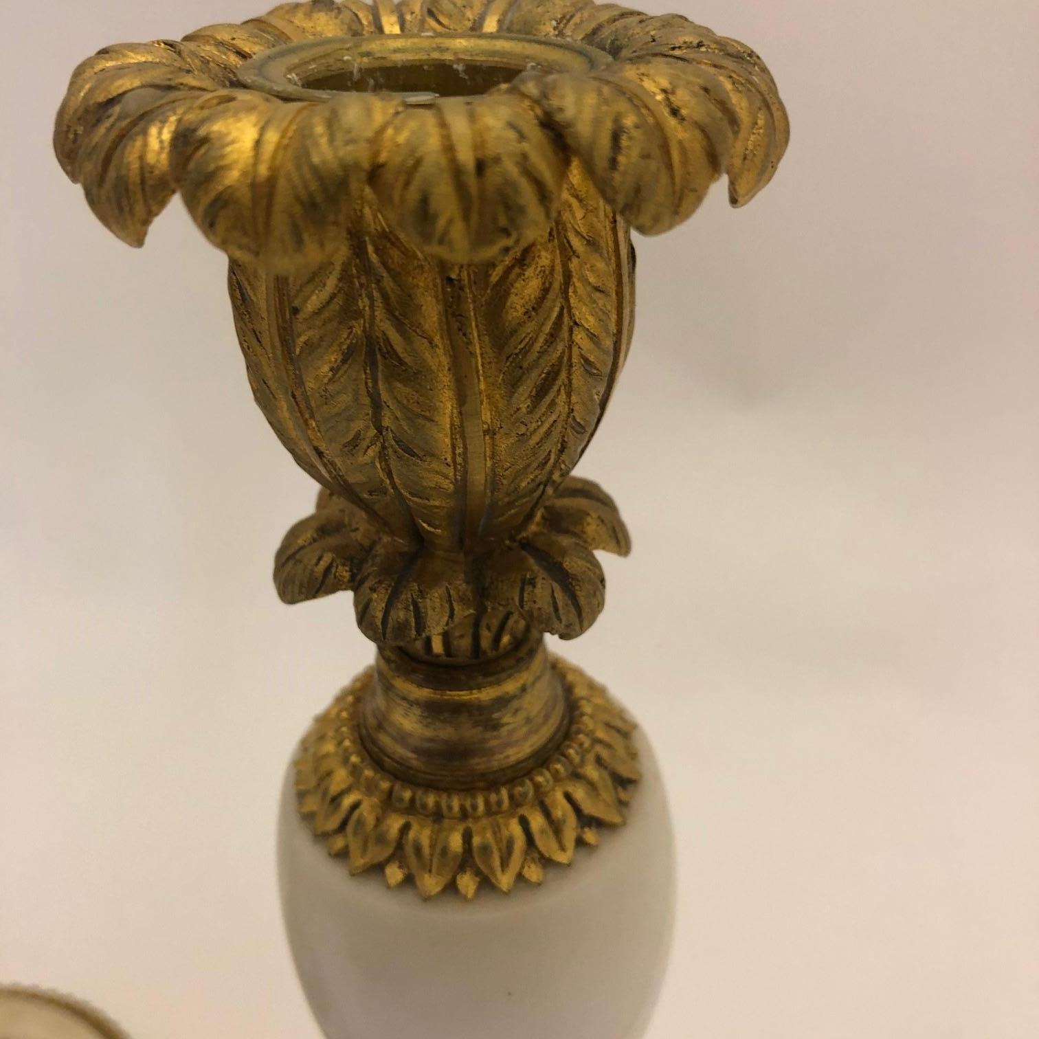 Pair of French Louis XVI Ormolu and Marble Candlesticks, circa 1780-1800 9