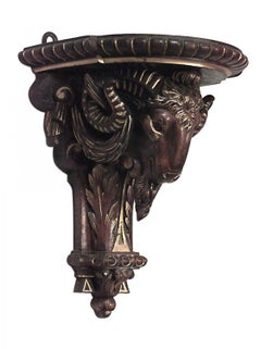Pair of French Louis XVI Ram Head Shelves