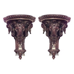 Used Pair of French Louis XVI Ram Head Shelves