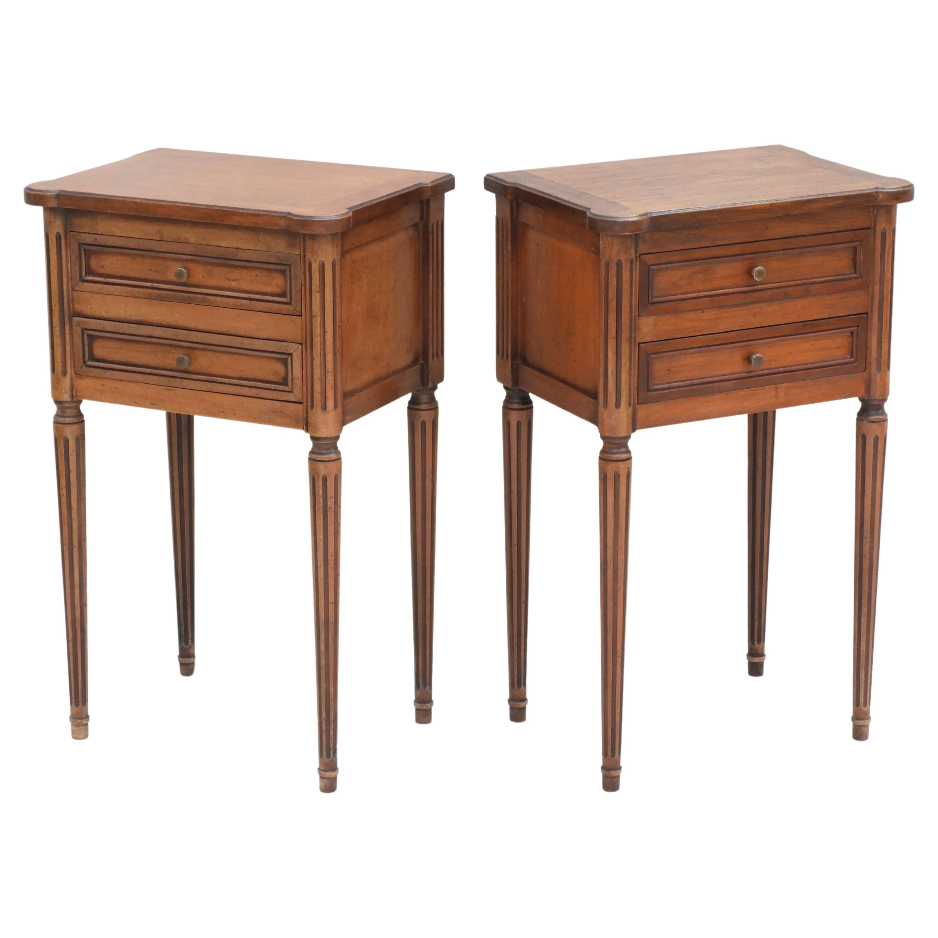 Pair of French Louis XVI Revival Nightstands/Bed Side Tables, C1950
