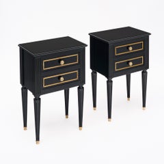 Pair of Ebonized Mahogany Louis XVI Side Tables, French Antique, 1920