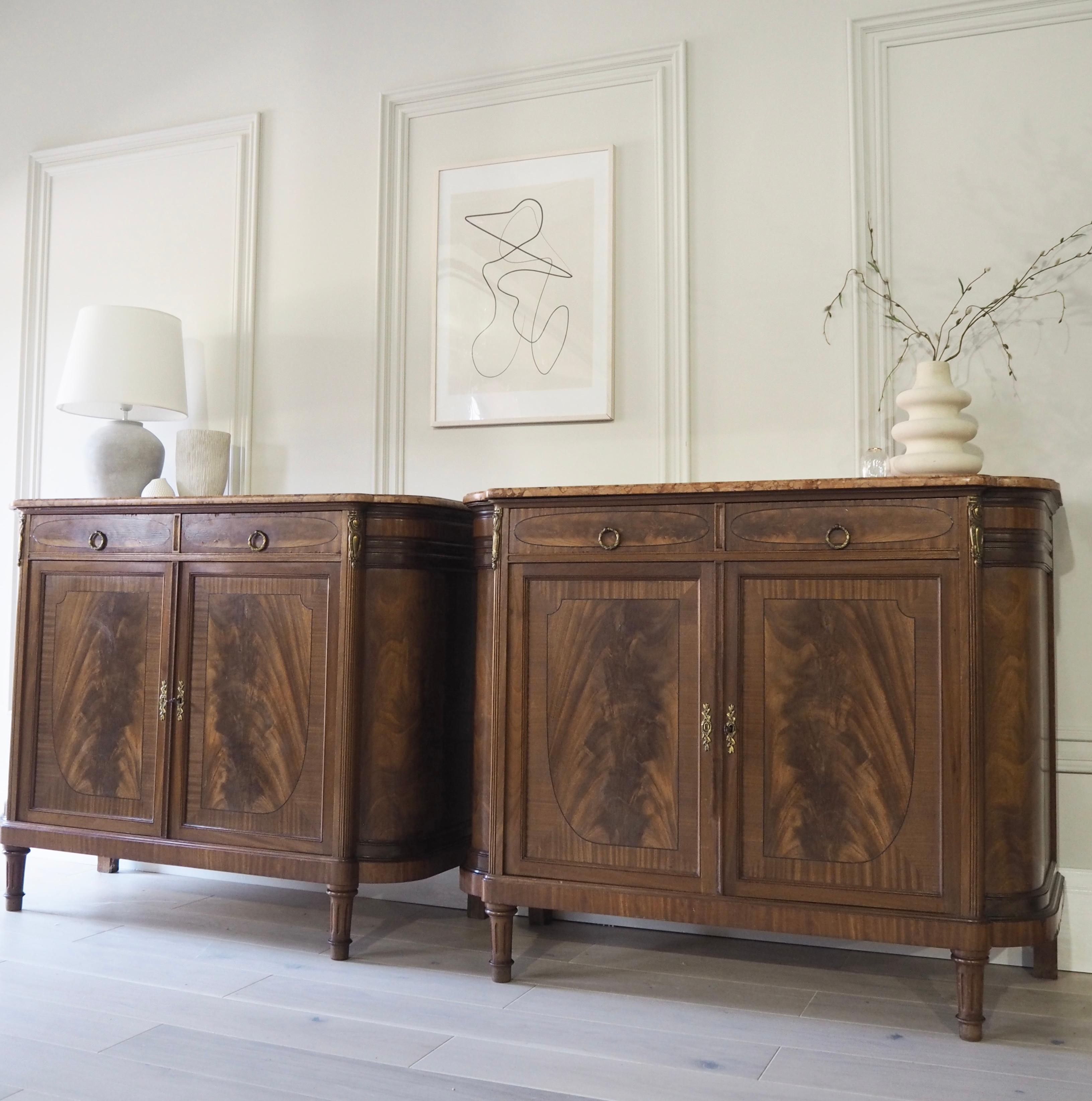 Pair of French Louis XVI Sideboards with Marble 8