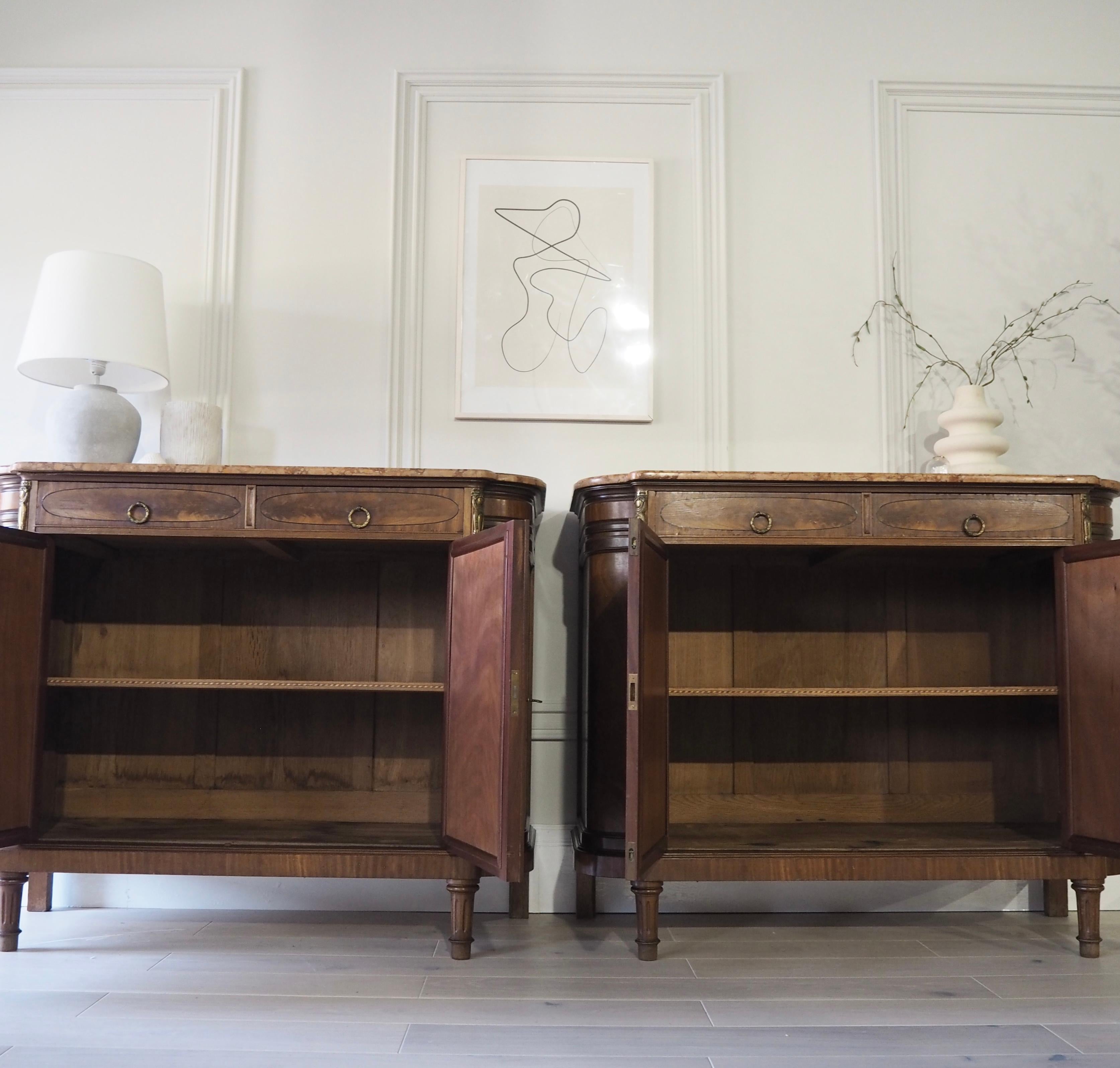 Pair of French Louis XVI Sideboards with Marble 1