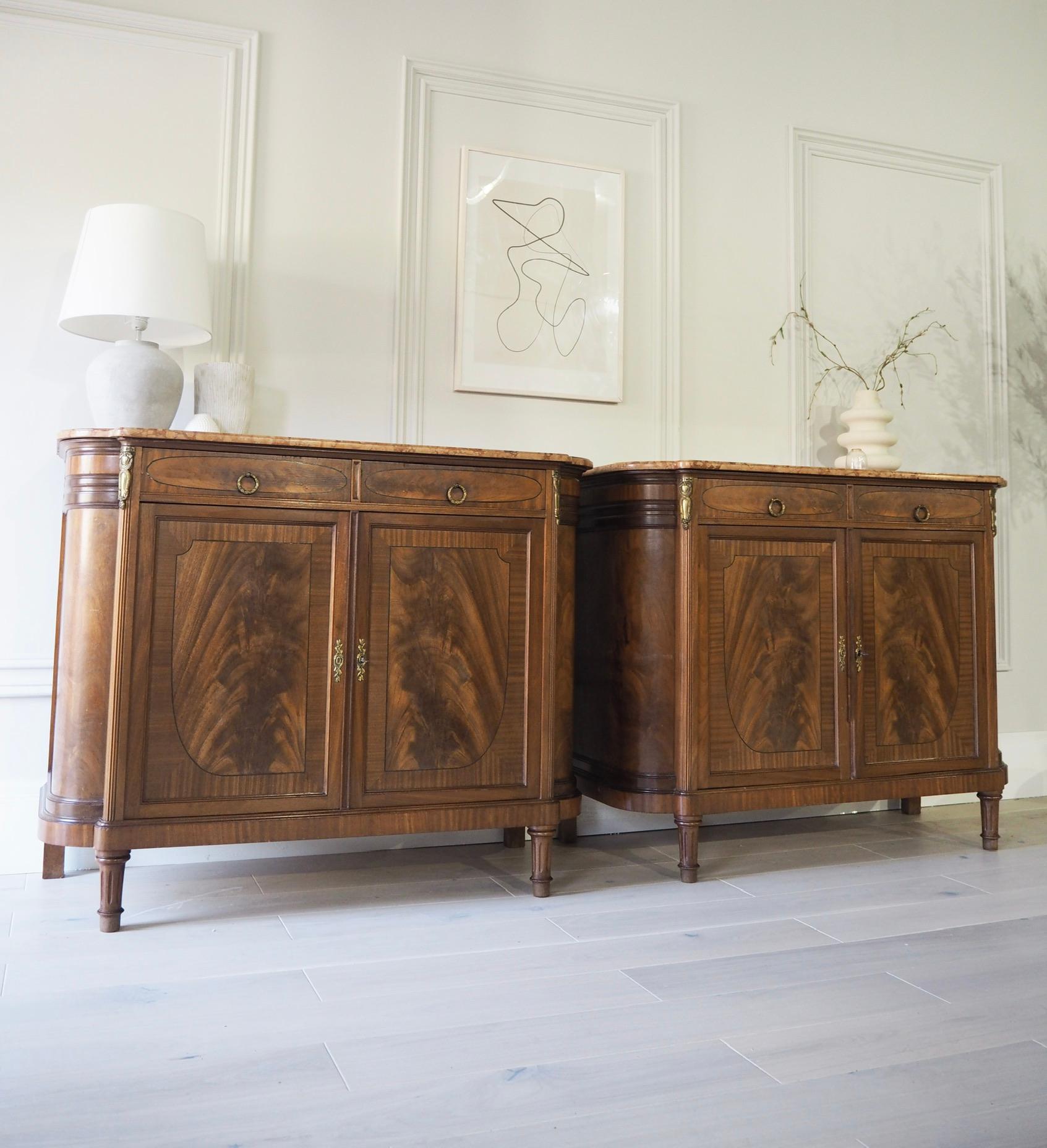 Pair of French Louis XVI Sideboards with Marble 4