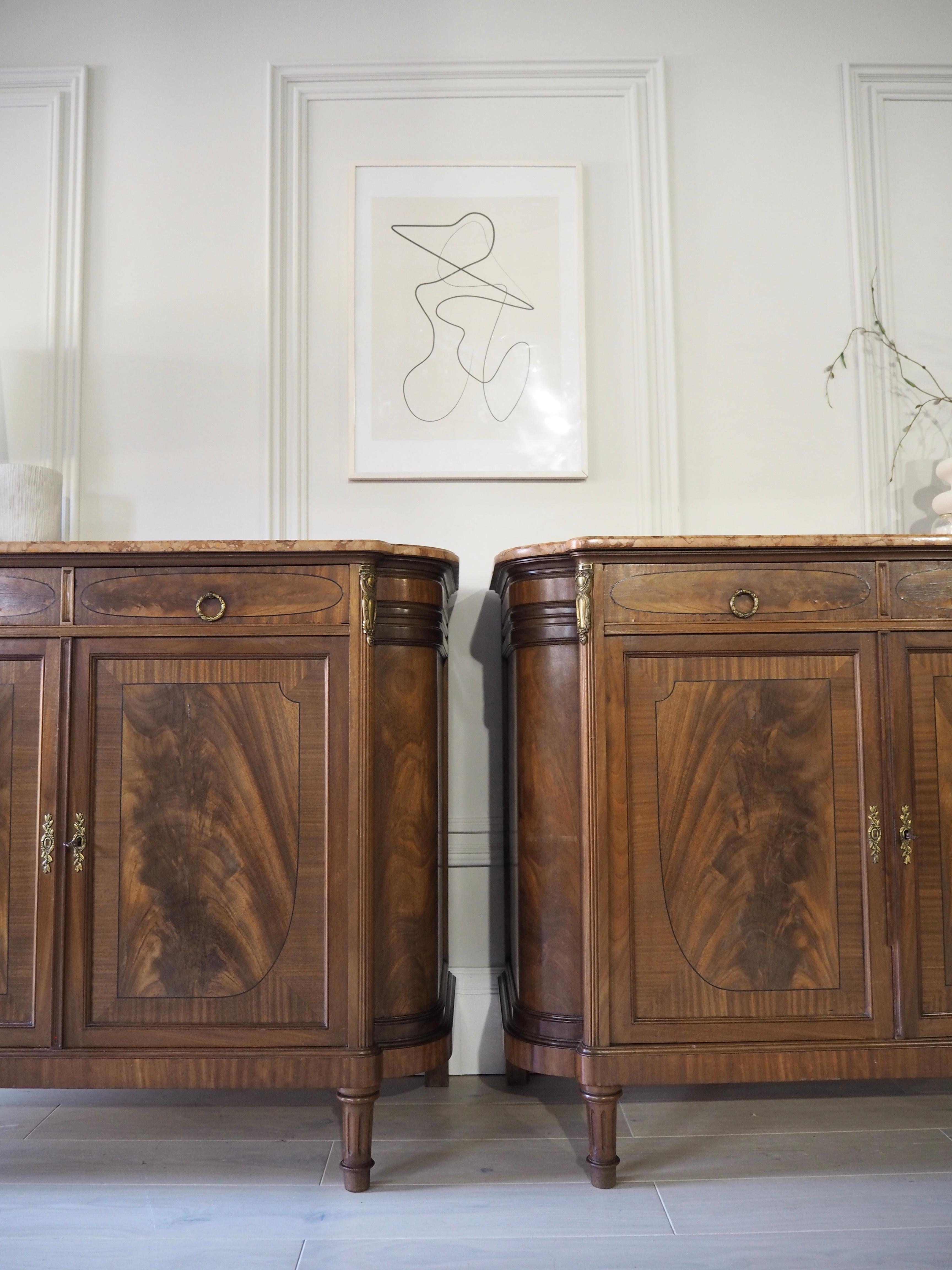 Pair of French Louis XVI Sideboards with Marble 5