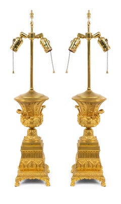 Pair of FrenchCharles X Bronze Dore Urn Table Lamps