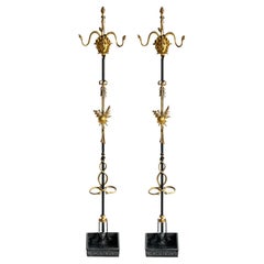Pair of French Louis XVI Style 19th Century Bronze Medusa Hall Trees