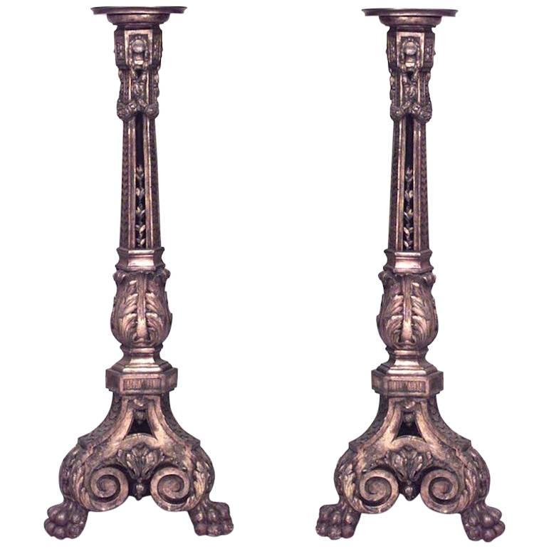 Paar französische Louis-XVI-Sockel mit geschnitzten, vergoldeten Sockeln