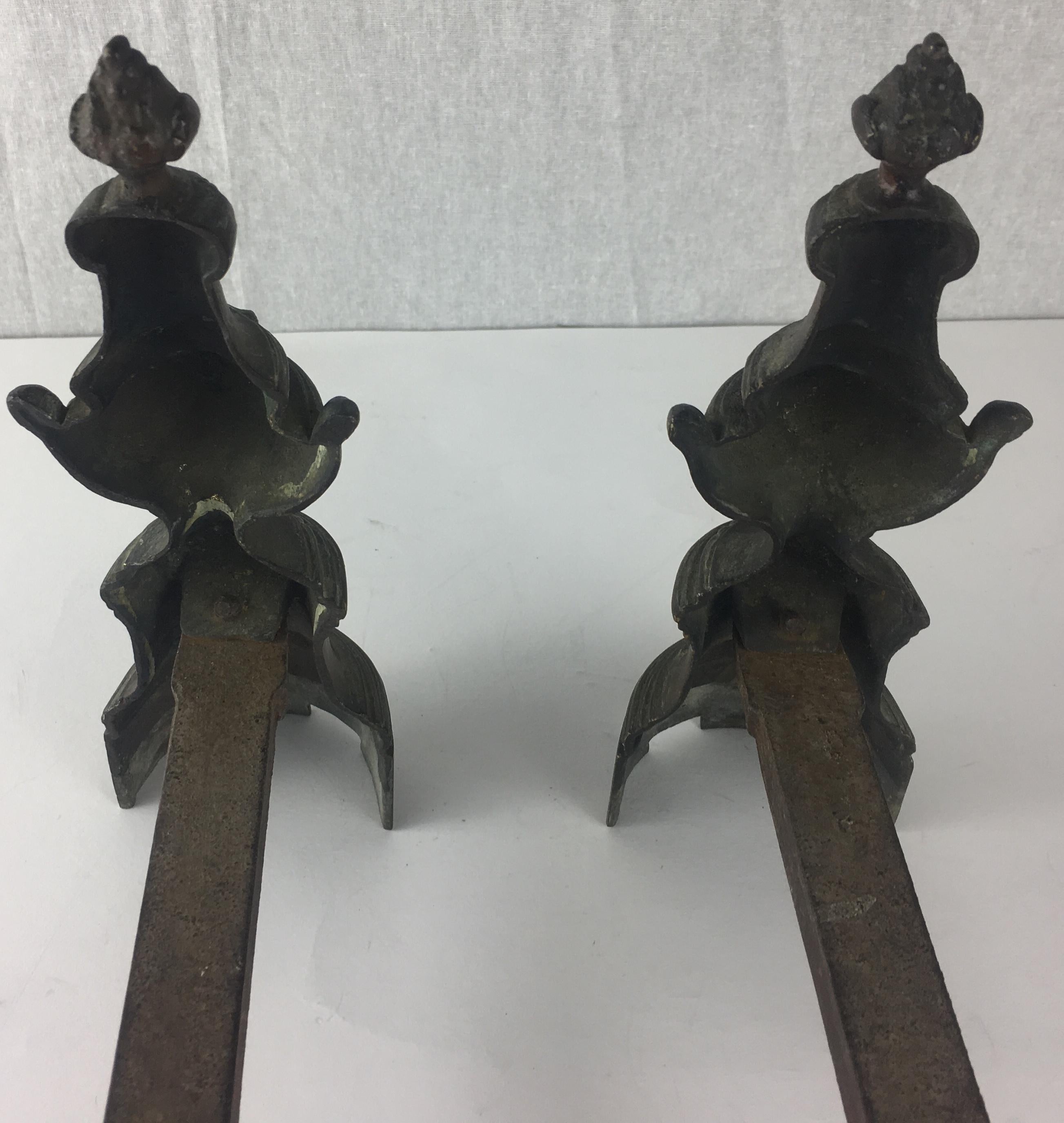 Pair of 19th Century French Louis XVI Style Chenets or Andirons In Good Condition For Sale In Miami, FL