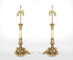 Antique French Louis XVI Style Gilt Bronze Table Lamps, 19th Century