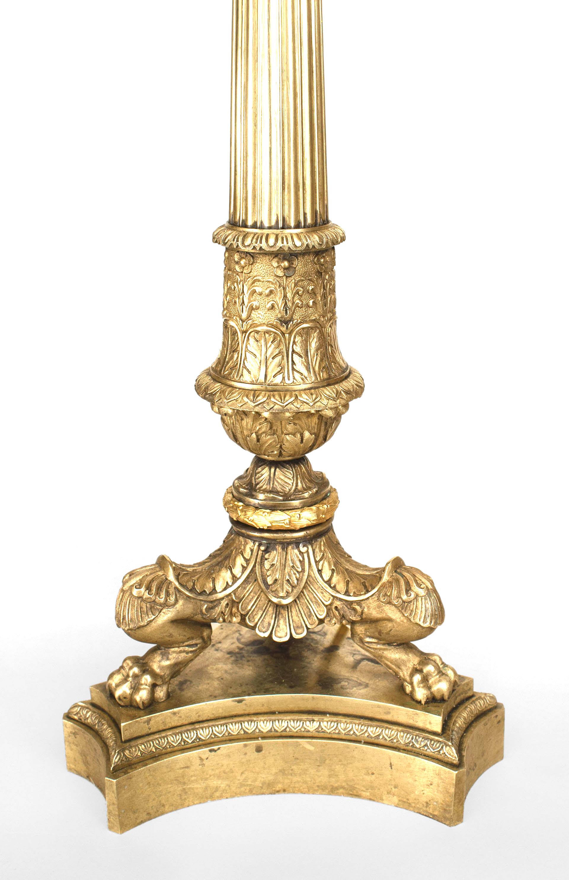 Pair of French Louis XVI Style 19th Century Gilt Bronze Table Lamps In Good Condition For Sale In New York, NY