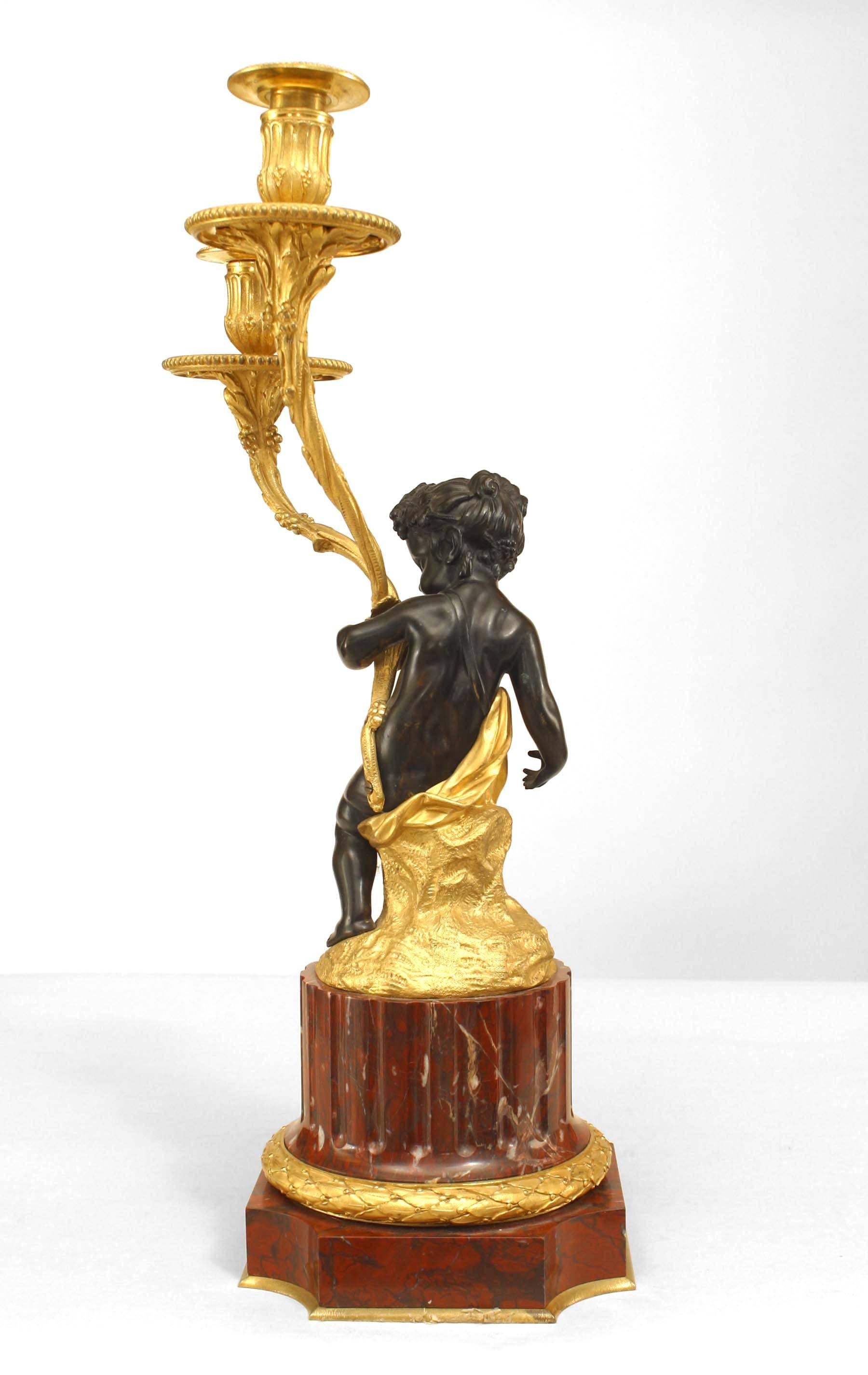 Pair of French Louis XVI Style Cupid and Satyr Candelabras In Good Condition For Sale In New York, NY