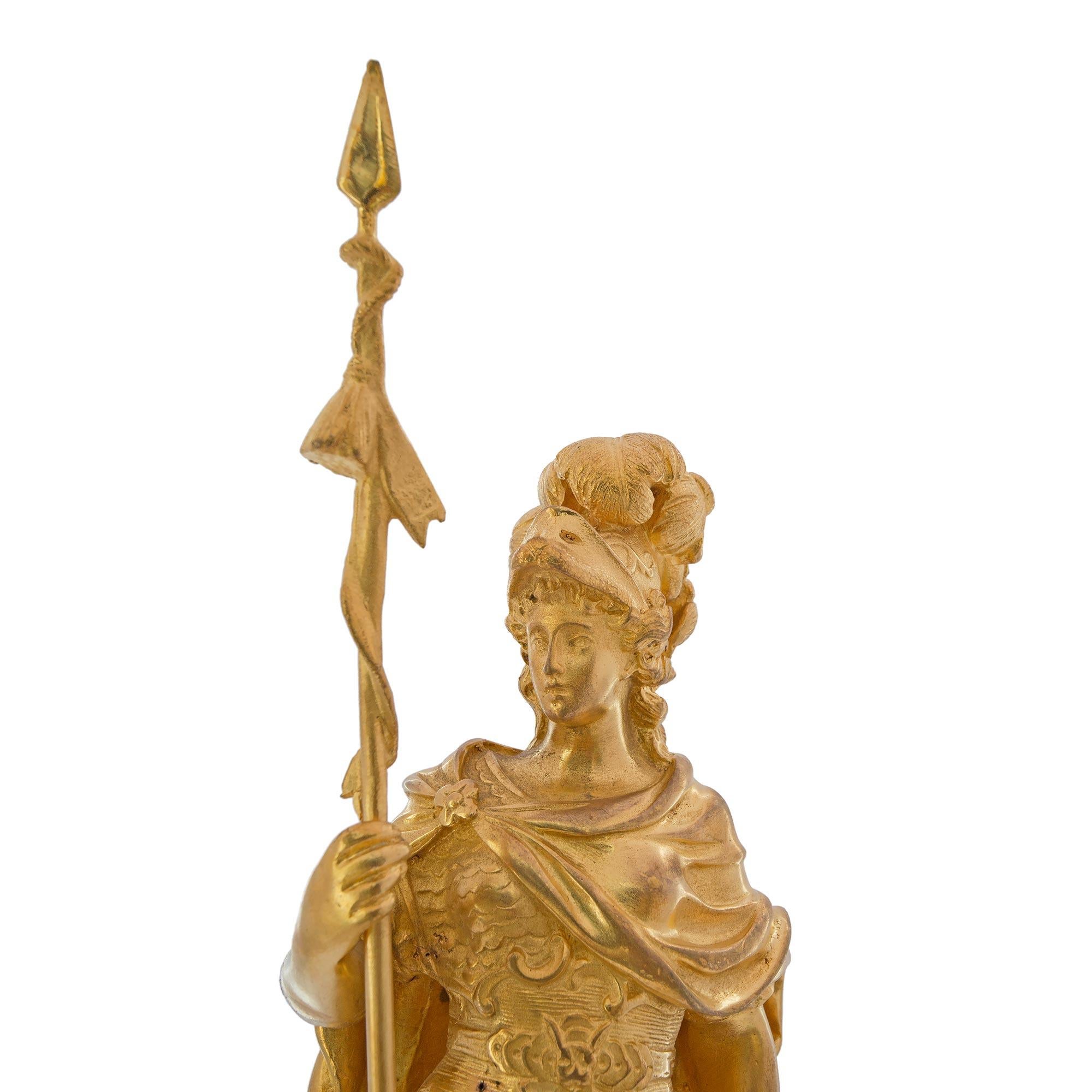 Pair of French Louis XVI Style 19th Century Statue Depicting Mars and Minerva In Good Condition For Sale In West Palm Beach, FL
