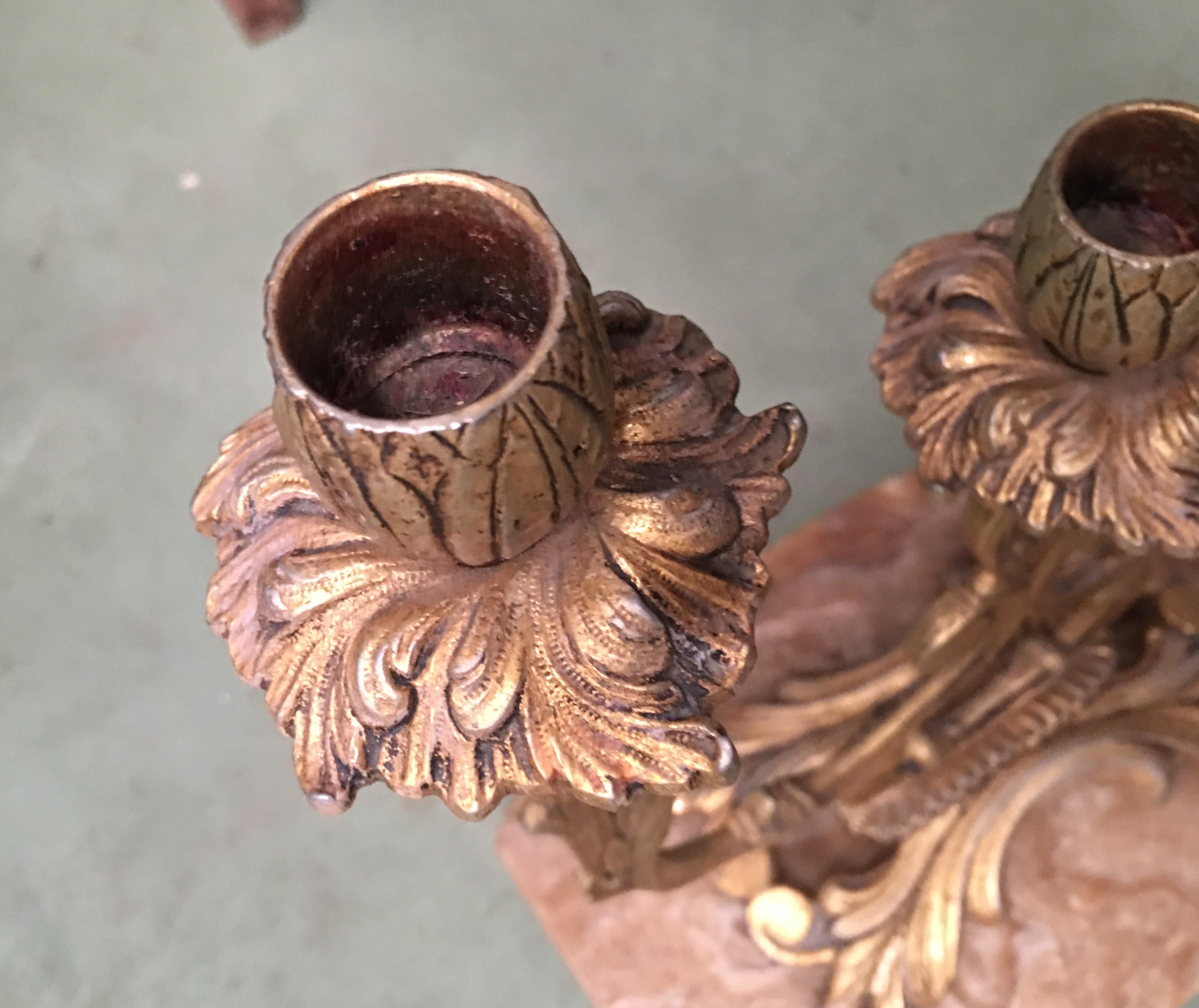 Pair of French Louis XVI Style '19th Century' Three Scroll Arm Candelabras For Sale 4