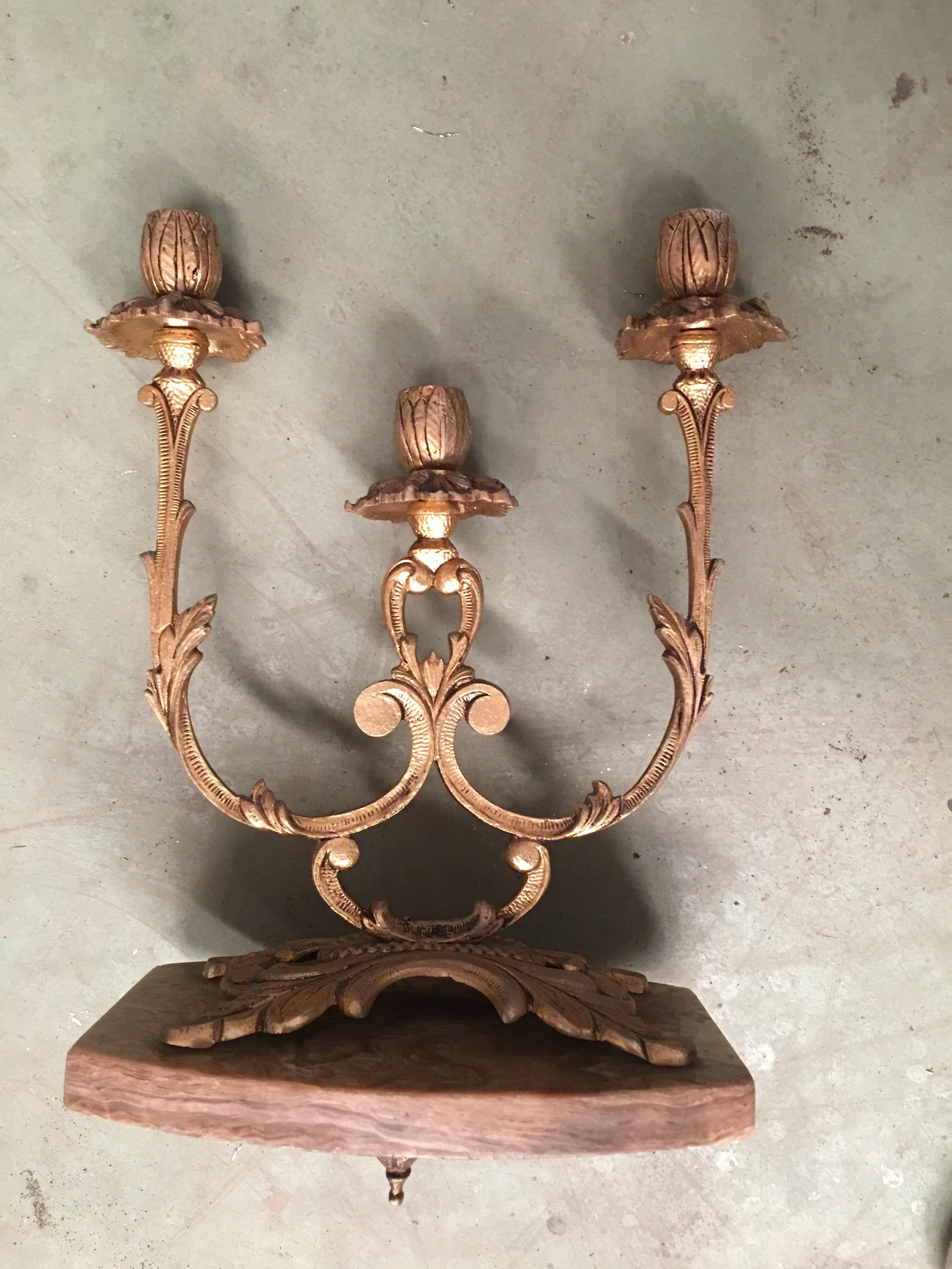 Pair of French Louis XVI Style '19th Century' Three Scroll Arm Candelabras For Sale 1