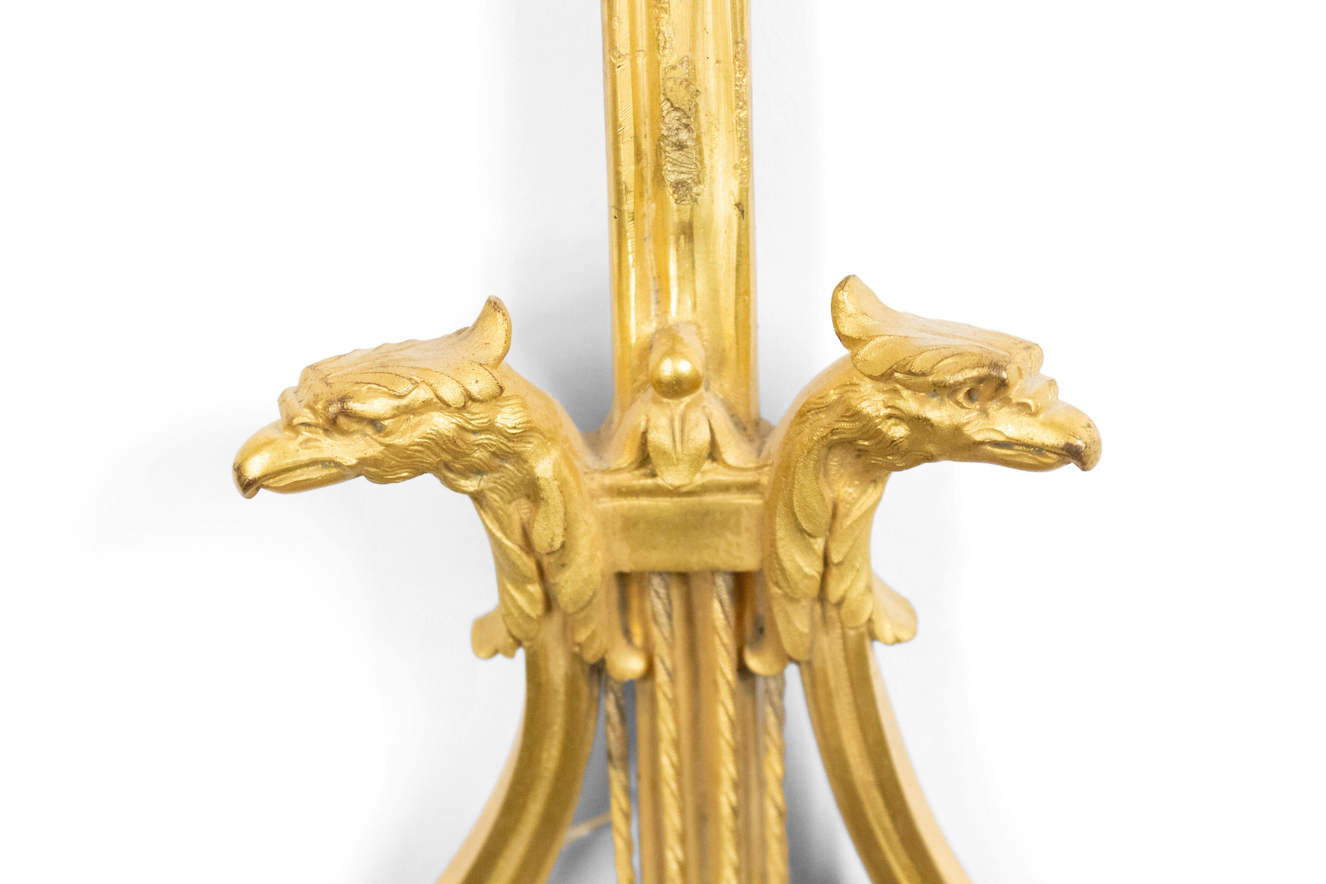 19th Century Pair of French Louis XVI Style Gilt Wall Sconces For Sale