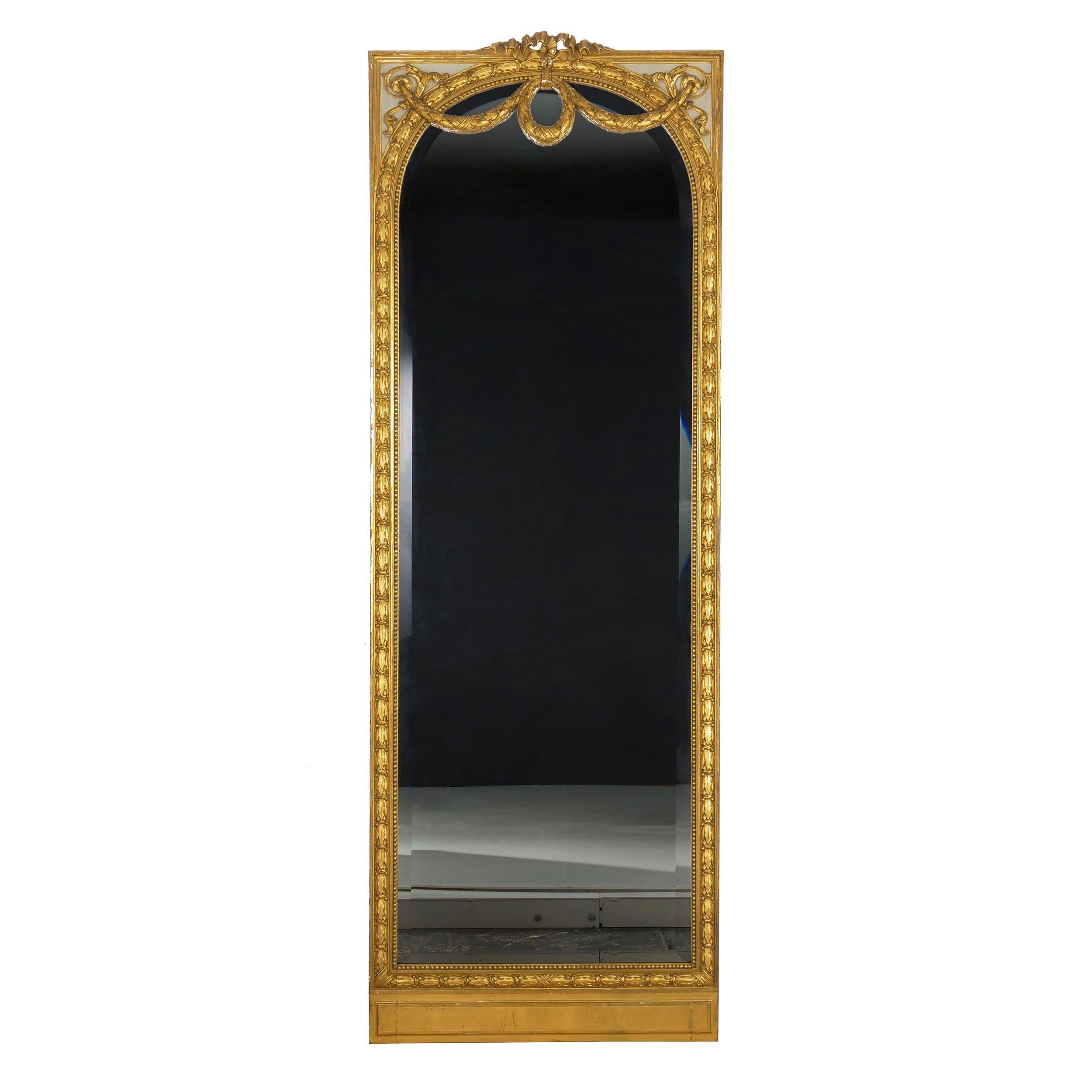 Pair of French Louis XVI Style Antique Full-Length Mirrors, circa 1900 In Good Condition In Shippensburg, PA