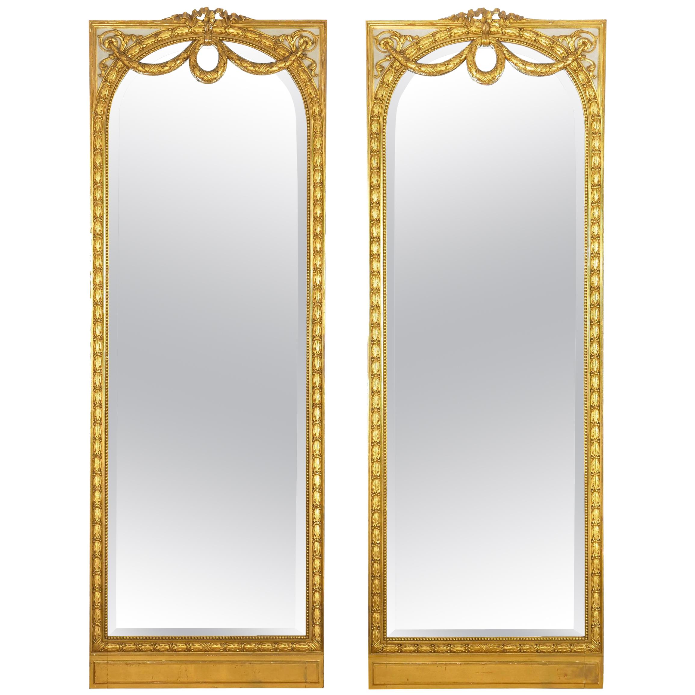 Pair of French Louis XVI Style Antique Full-Length Mirrors, circa 1900