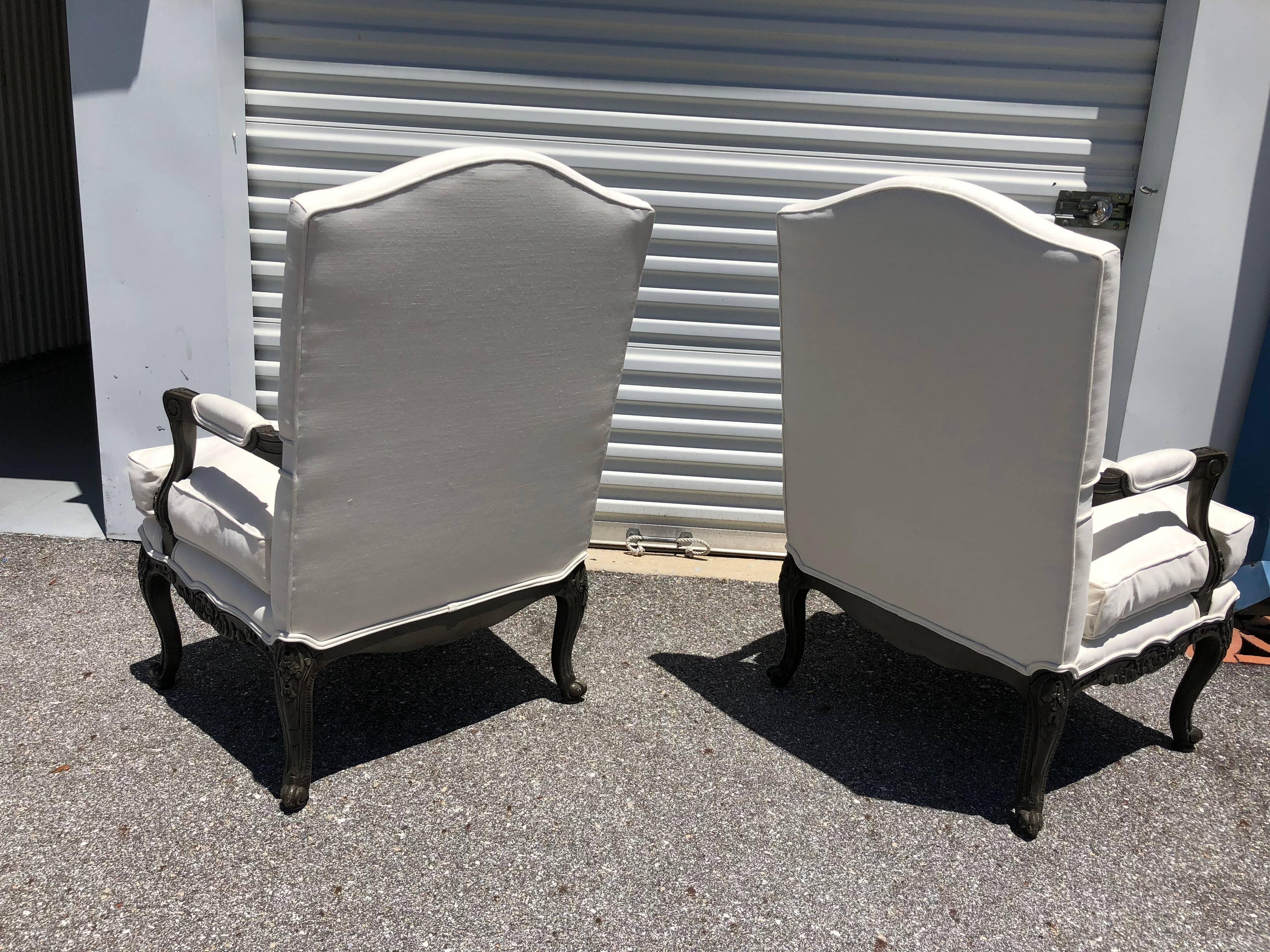 Pair of French Louis XVI Style Armchairs Bergere In Excellent Condition In Sarasota, FL
