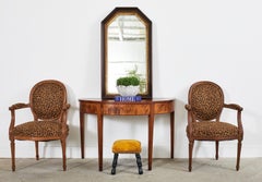 Pair of French Louis XVI Style Armchairs with Leopard Print