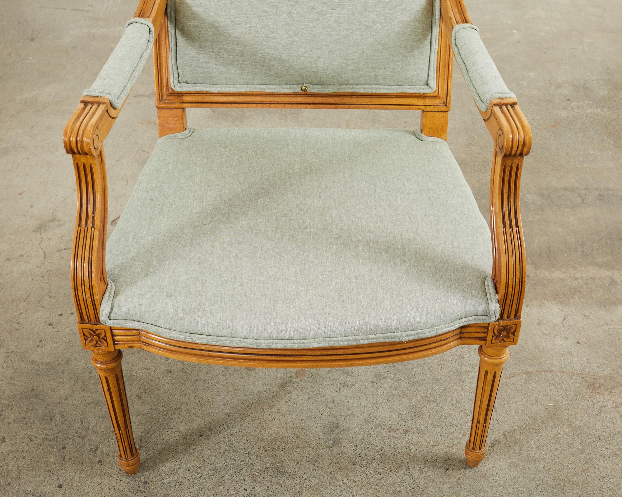 Pair of French Louis XVI Style Beechwood Fauteuil Armchairs  For Sale 7