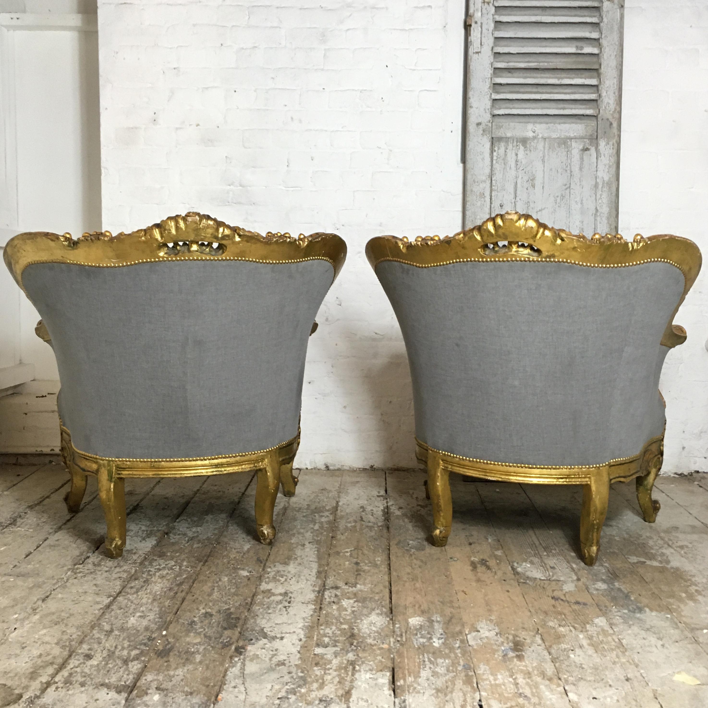 Pair of French Louis XVI Style Bergère Chairs 3