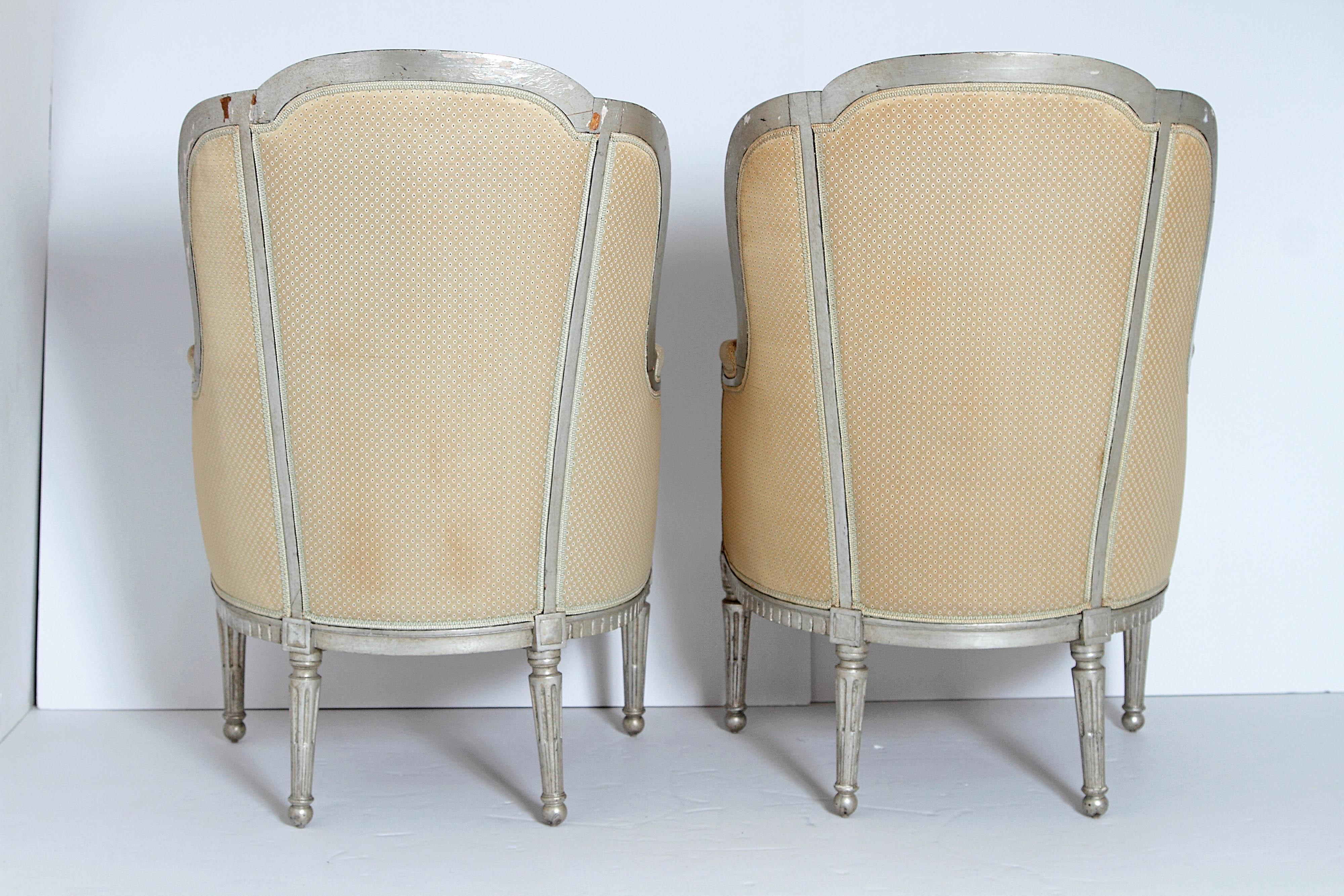 19th Century Pair of French Louis XVI Style Bergères