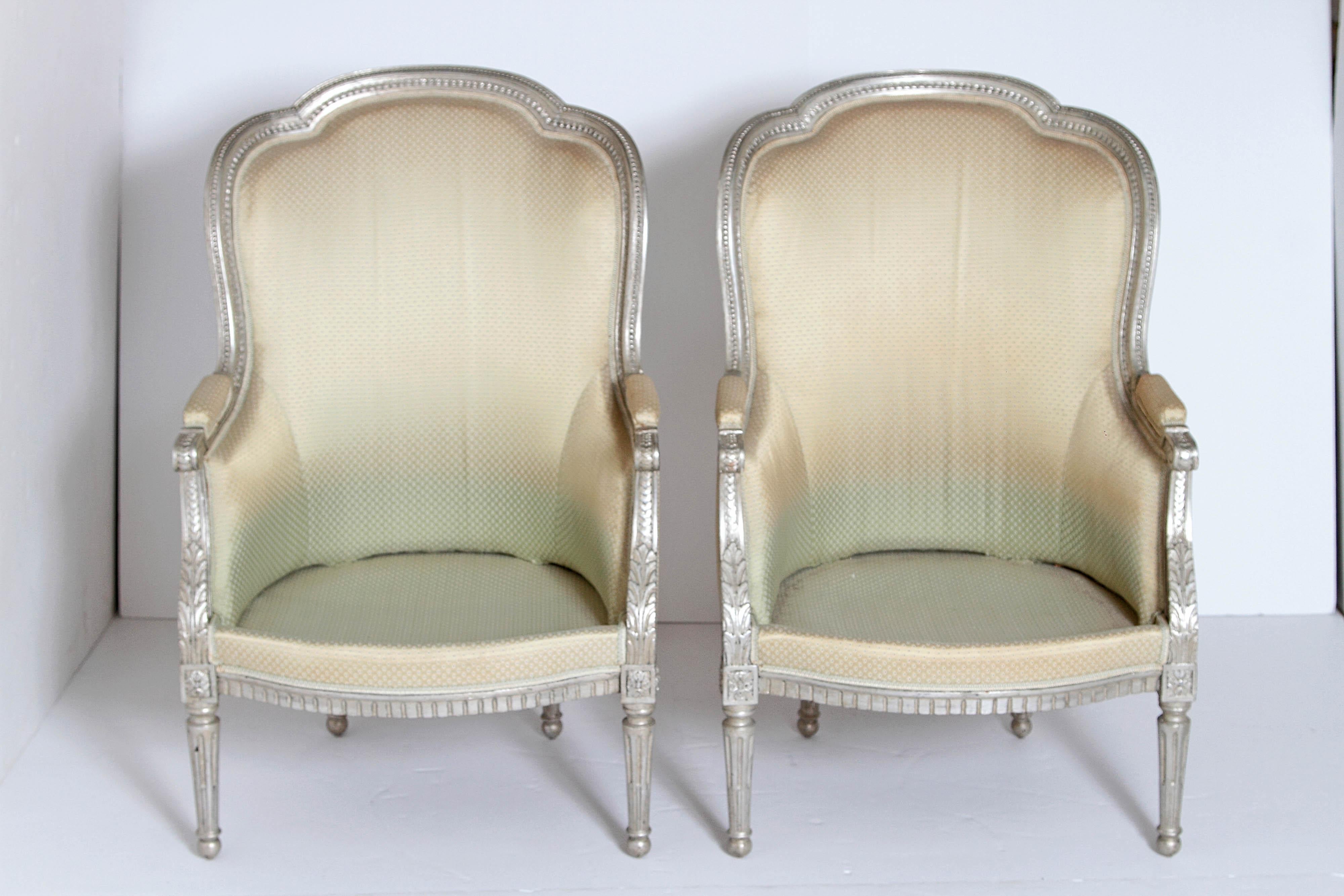 Pair of French Louis XVI Style Bergères 2