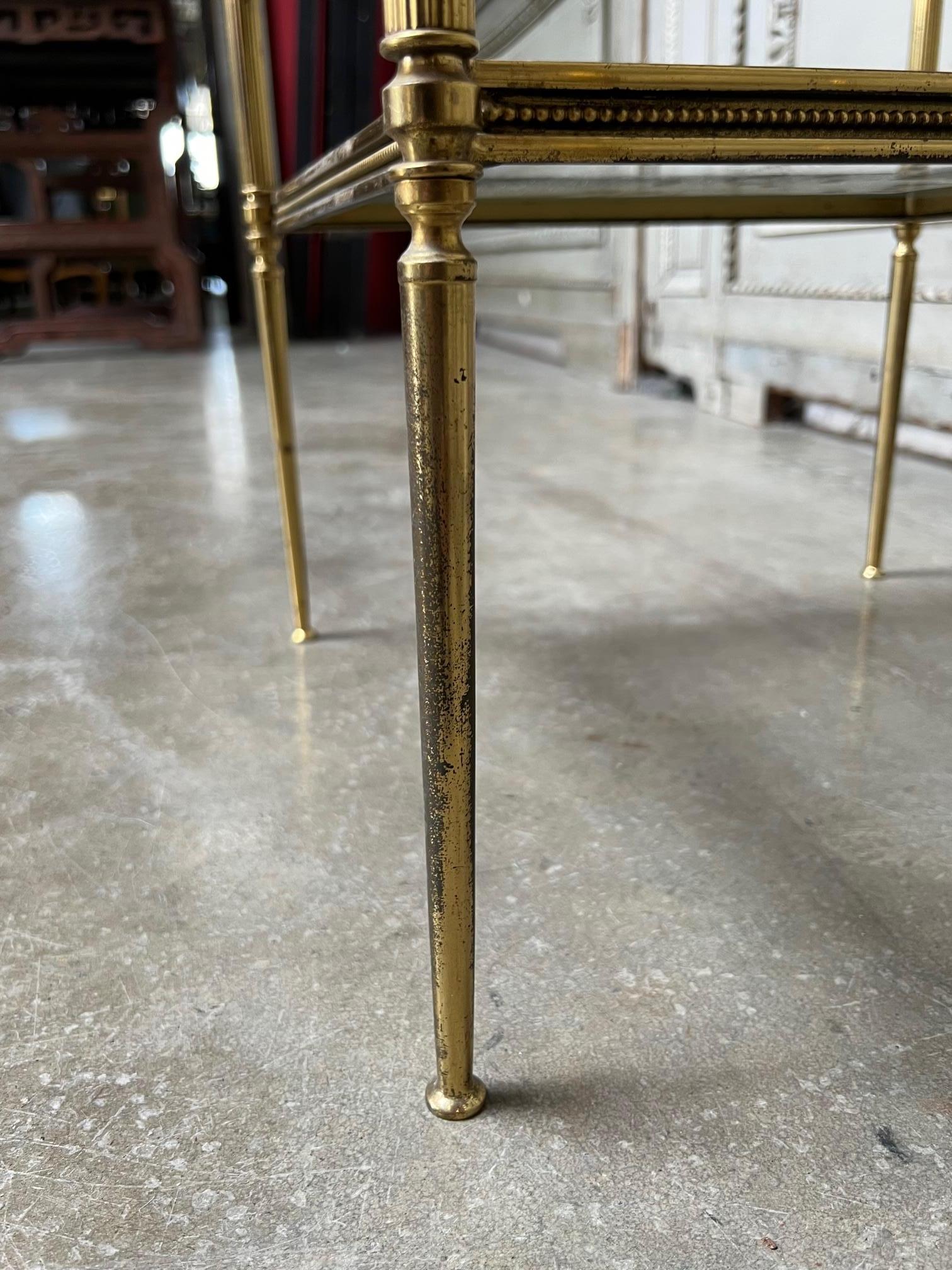 Pair of French Louis XVI Style Brass and Glass Tables 8