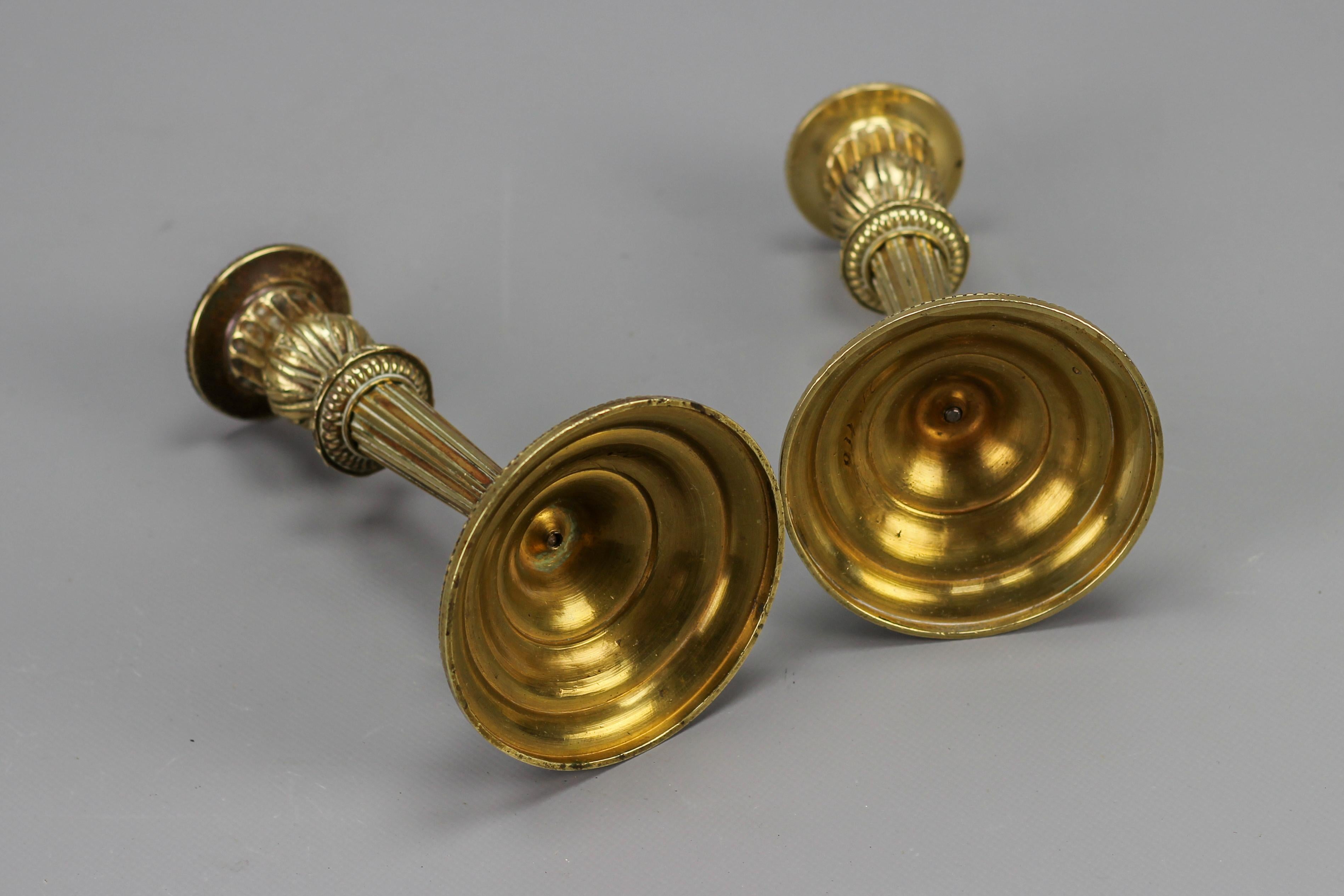 Pair of French Louis XVI Style Brass Candlesticks, 1920s For Sale 5