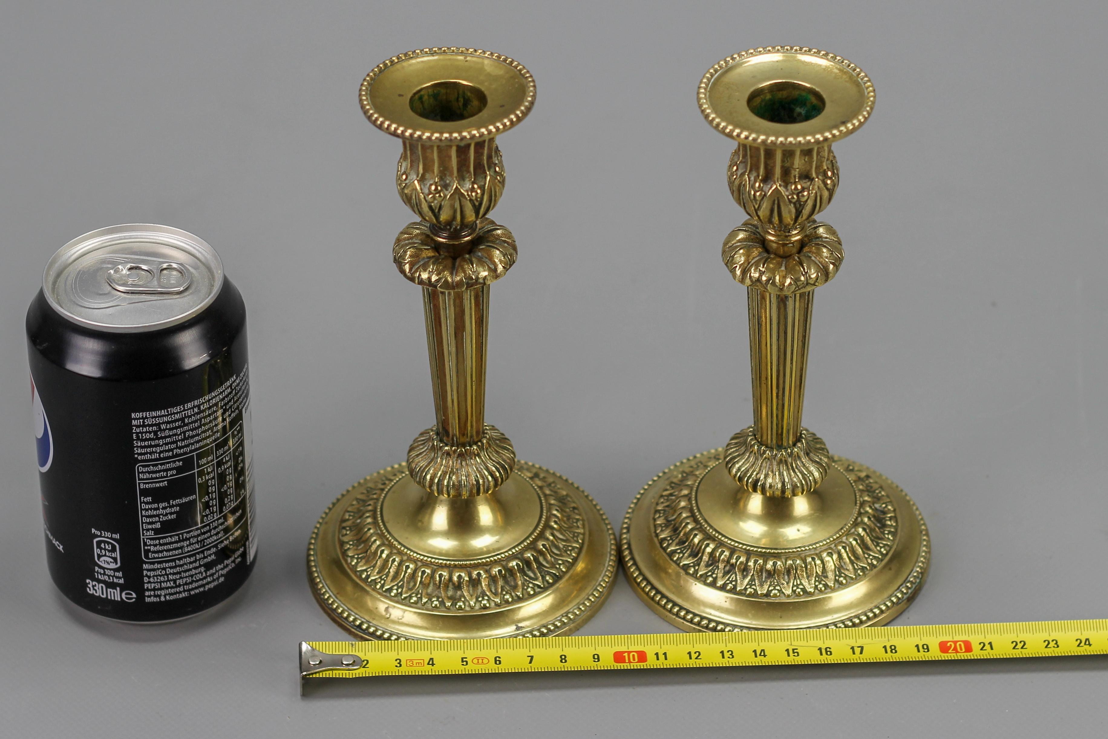 Pair of French Louis XVI Style Brass Candlesticks, 1920s For Sale 14