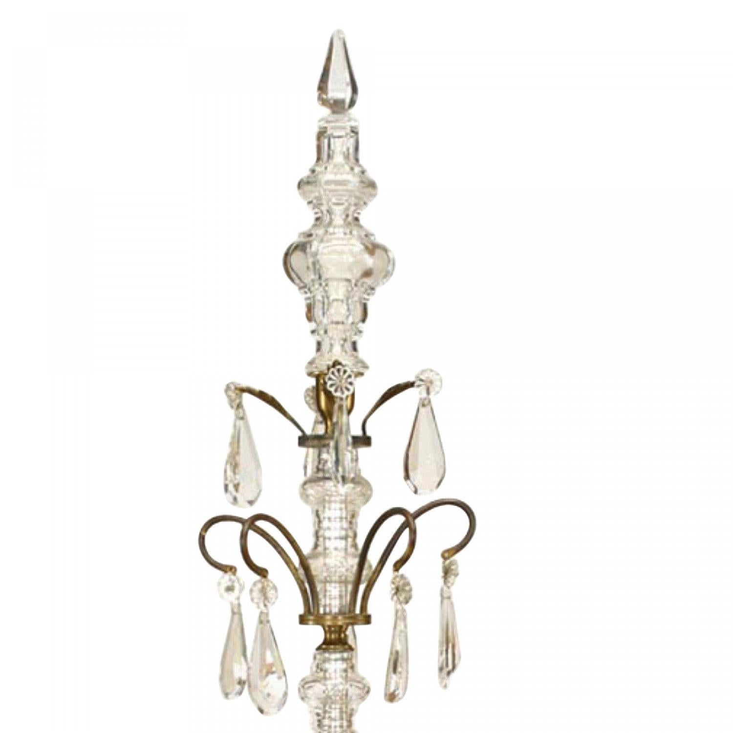 Pair of French Louis XVI Style Bronze and Crystal Candelabras (Louis XVI.) im Angebot