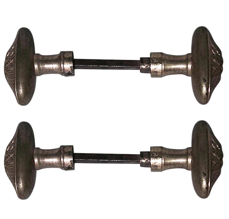 COPPIA di maniglie ovali in bronzo per porte in stile Luigi XVI (19/20° secolo) (PREZZO IN COPPIA).