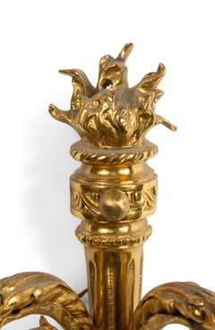 Pair of French Louis XVI Style Bronze Dore Wall Sconces