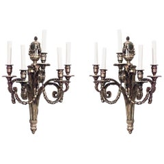 Pair of French Louis XVI Style Bronze Dore Wall Sconces
