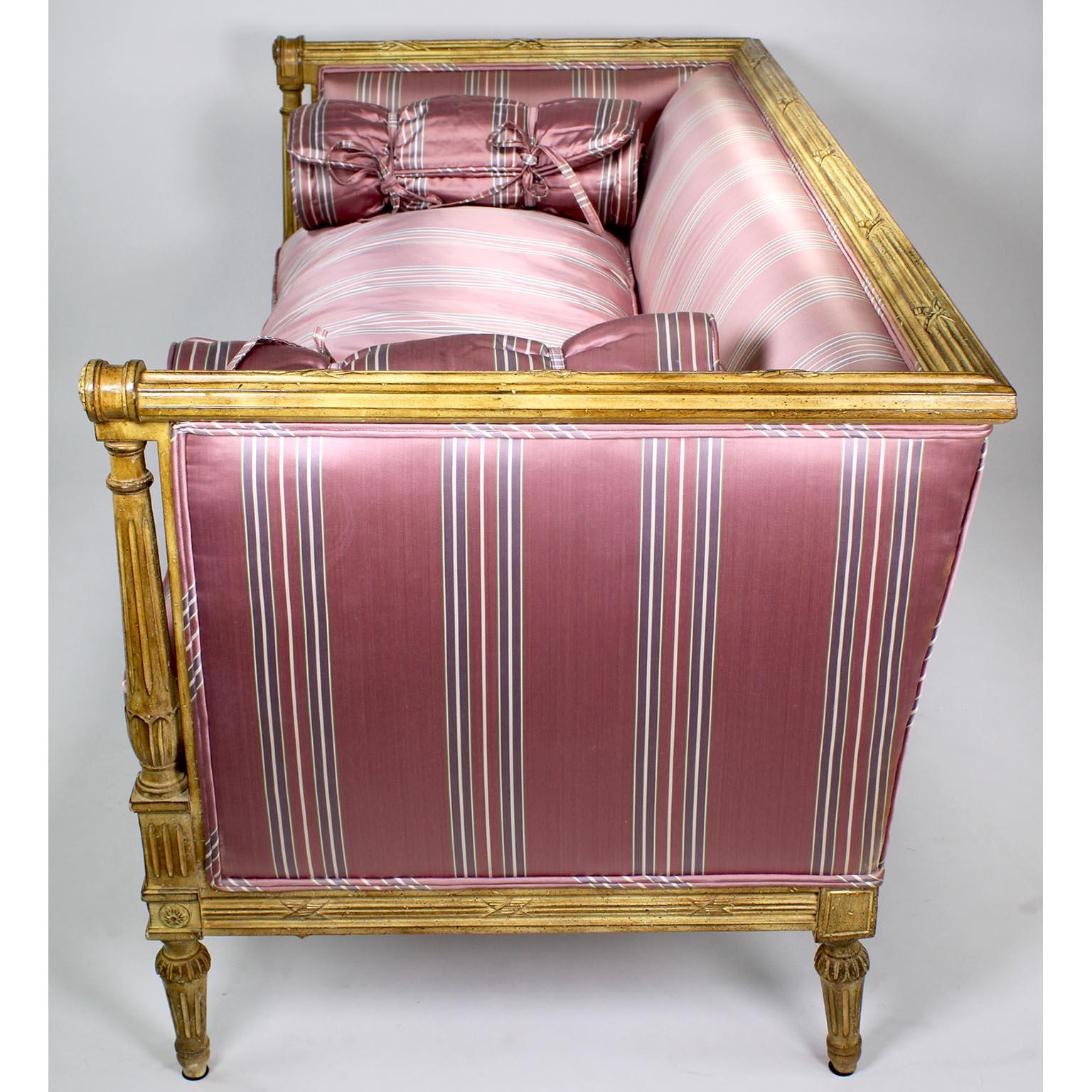 Pair of French Louis XVI Style Carved-Wood Cream-Lacquered Settees, Jansen Attr. For Sale 3