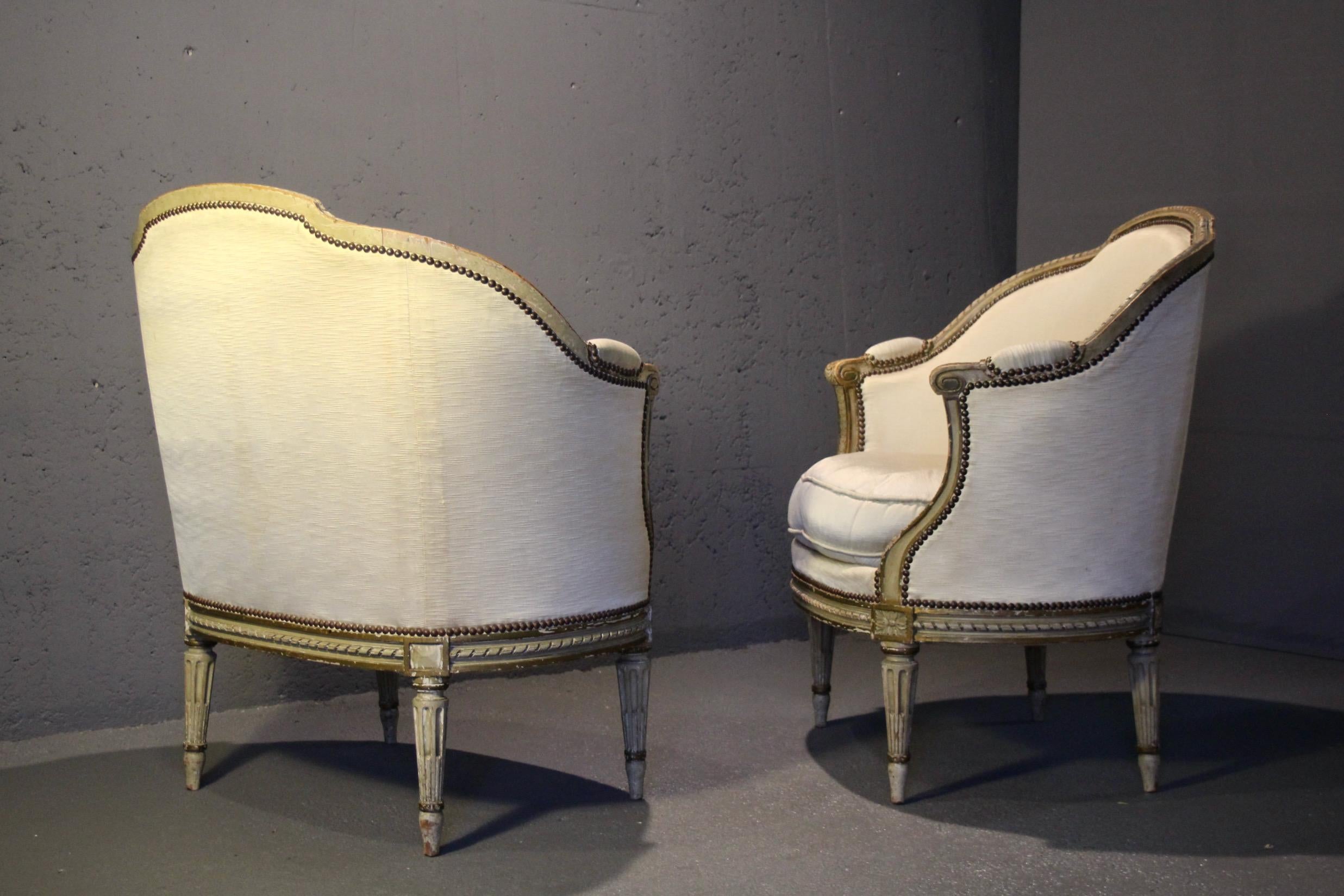 Pair of French Louis XVI Style Chauffeuse For Sale 5
