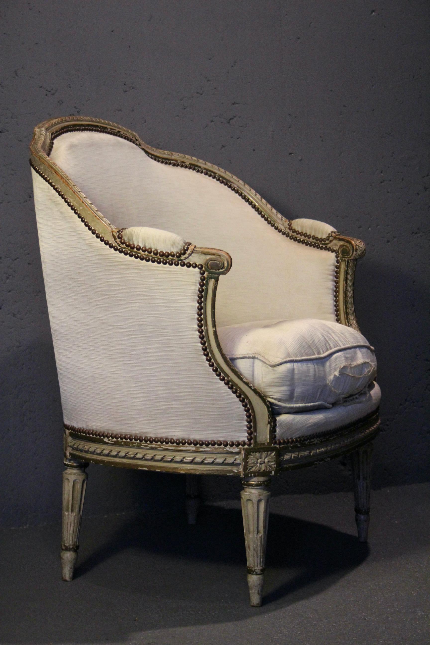 Pair of French Louis XVI Style Chauffeuse For Sale 1