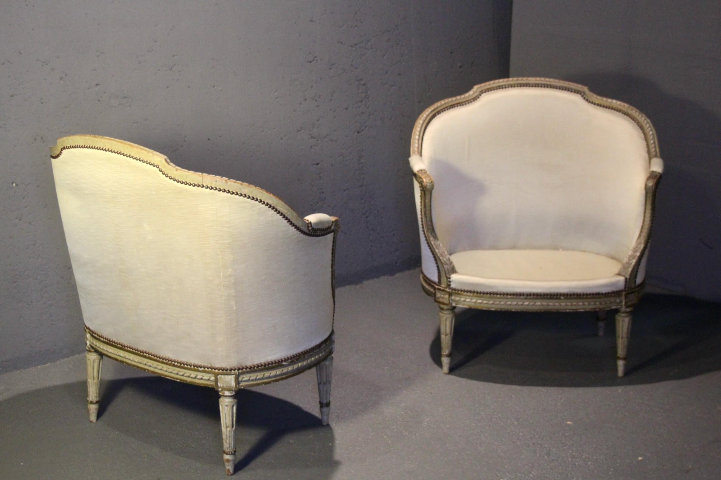 Pair of French Louis XVI Style Chauffeuse For Sale 2