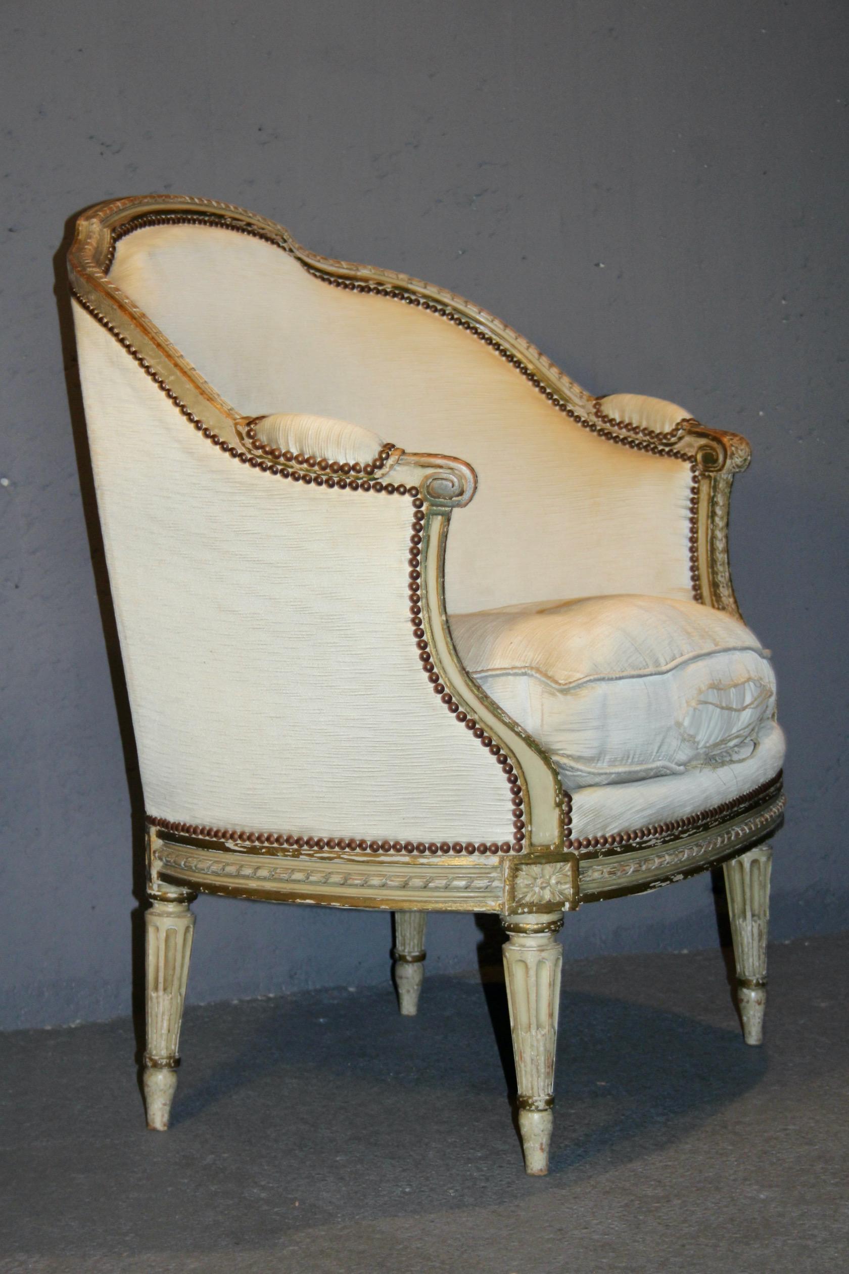 Pair of French Louis XVI Style Chauffeuse For Sale 3