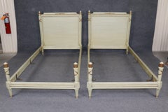 Pair of French Louis XVI Style Creme Paint Decorated Twin Beds