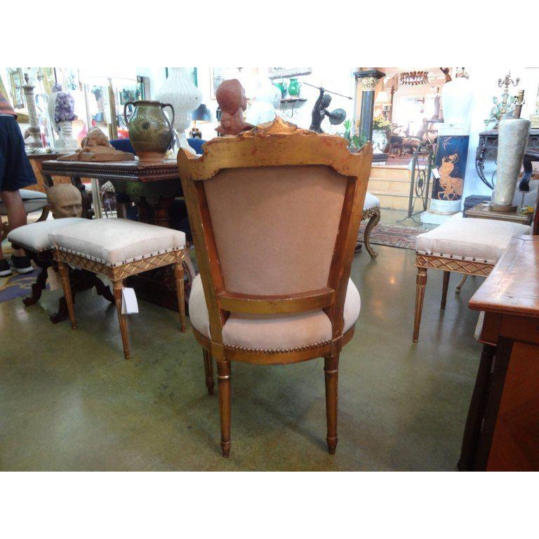 Pair of French Louis XVI Style Giltwood Chairs 4