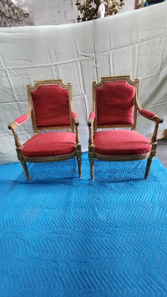 Zwei französische Sessel aus Giltwood im Louis-XVI-Stil