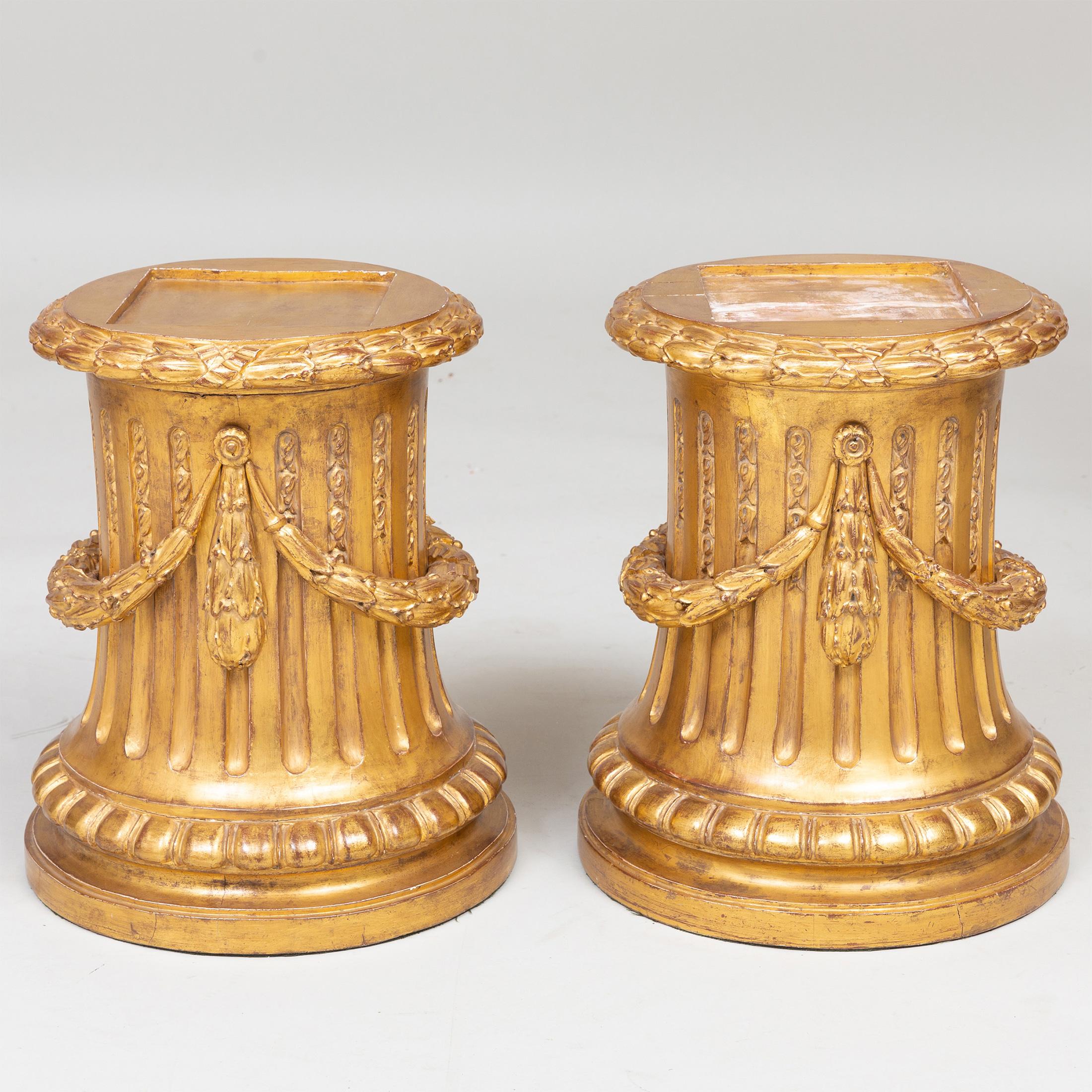 19th Century Pair of French Louis XVI Style Giltwood Footed Plinths