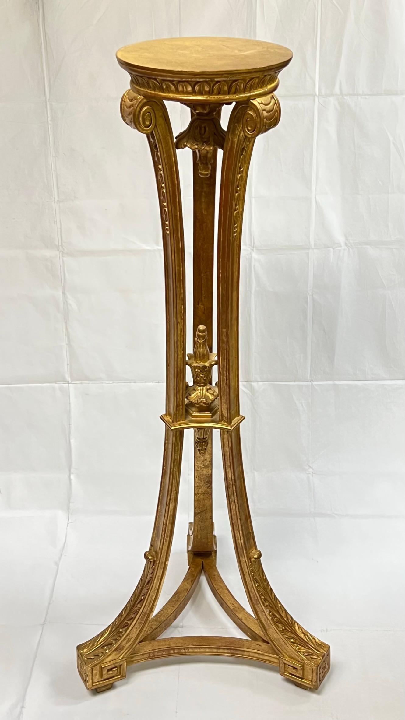 Pair of French Louis XVI style  Giltwood Plant or Candle Stands 6