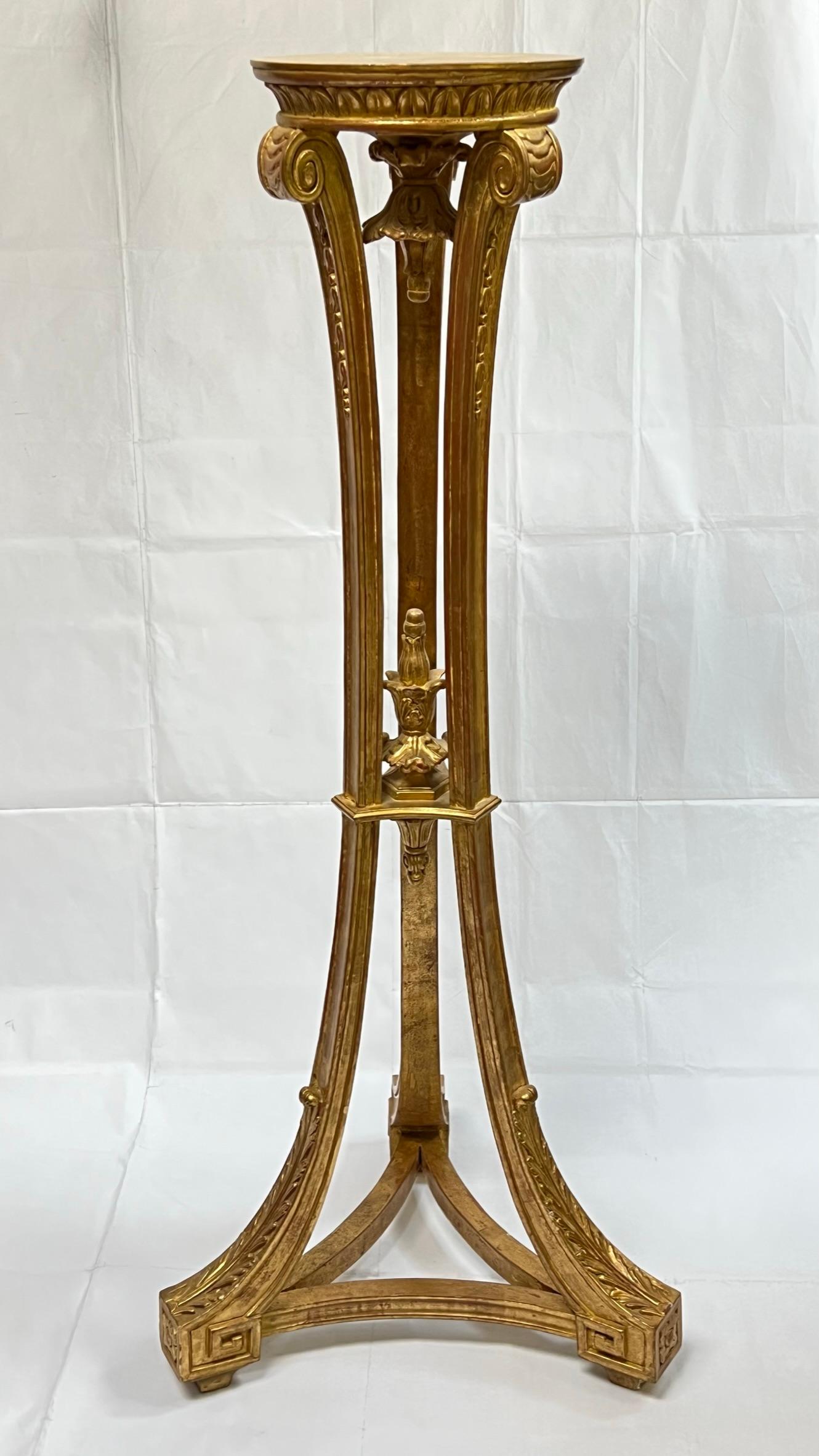 Pair of French Louis XVI style  Giltwood Plant or Candle Stands 7