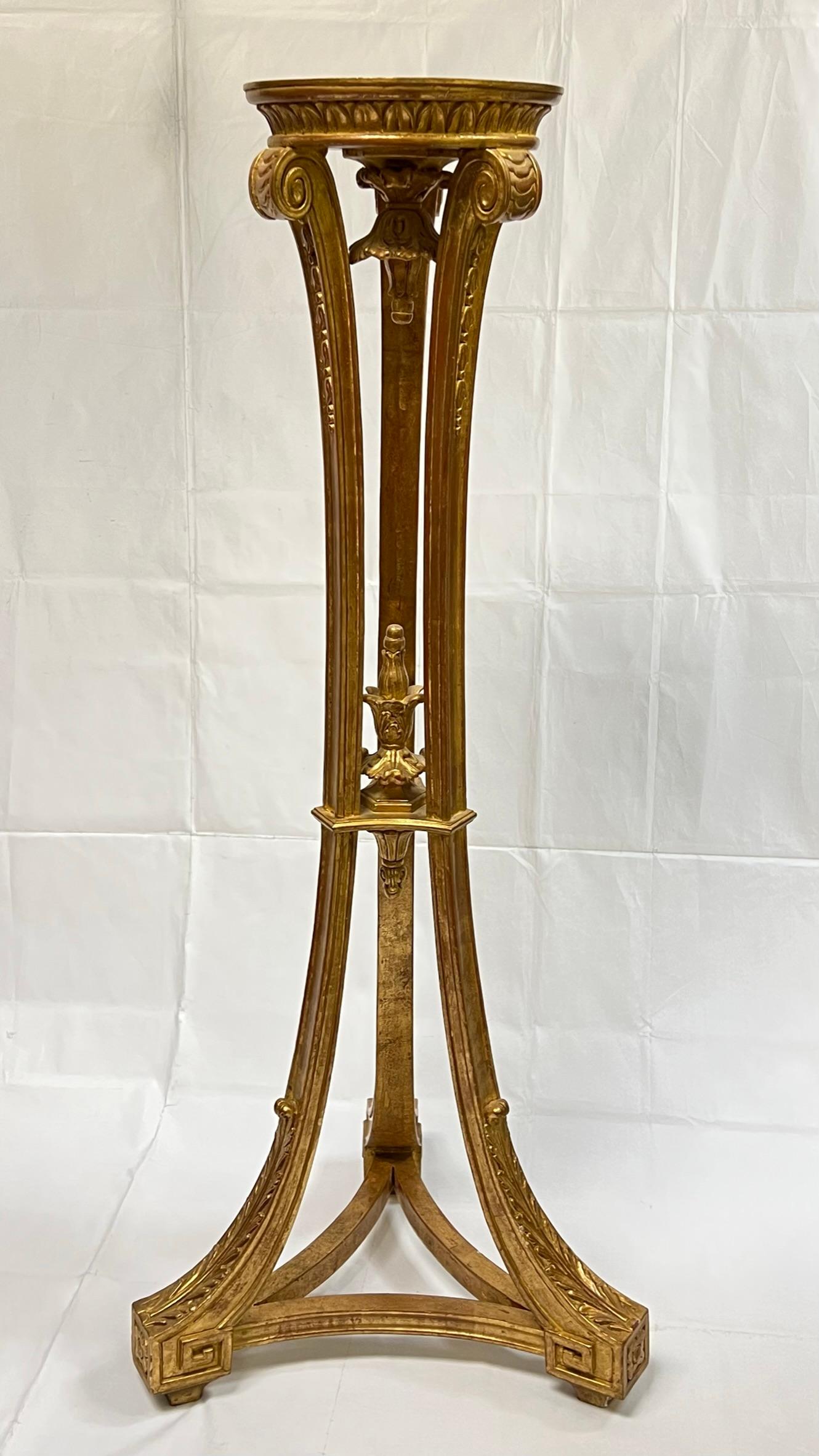 Pair of French Louis XVI style  Giltwood Plant or Candle Stands 8